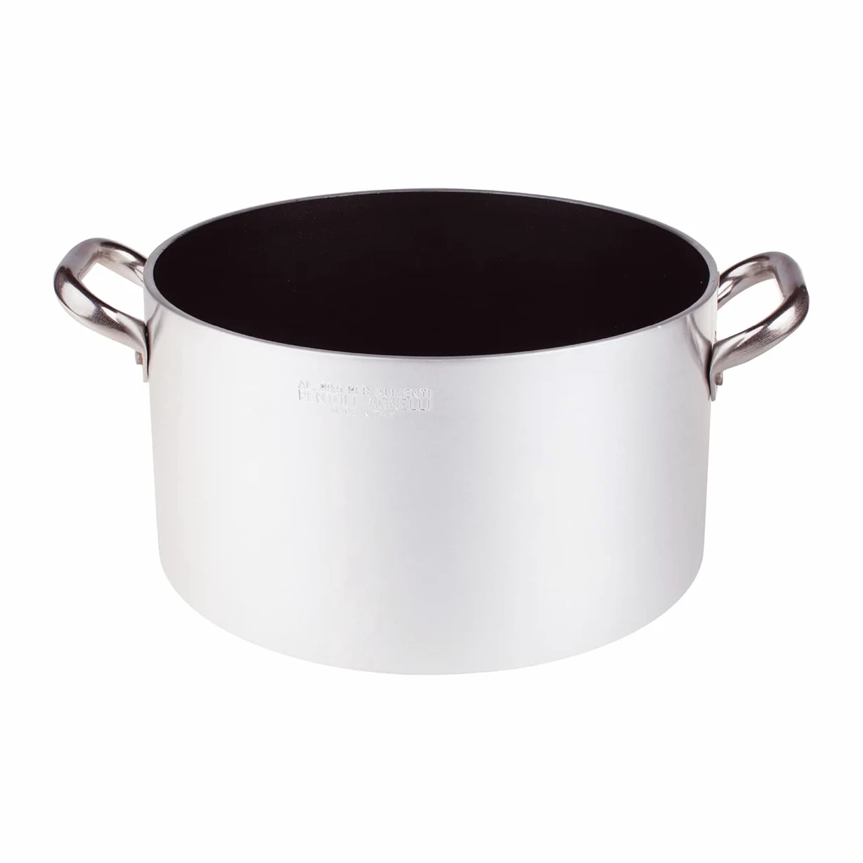 Pentole Agnelli ALSA2104S24 Casseruola Alta con Maniglie, Alluminio, Argento, 24 cm