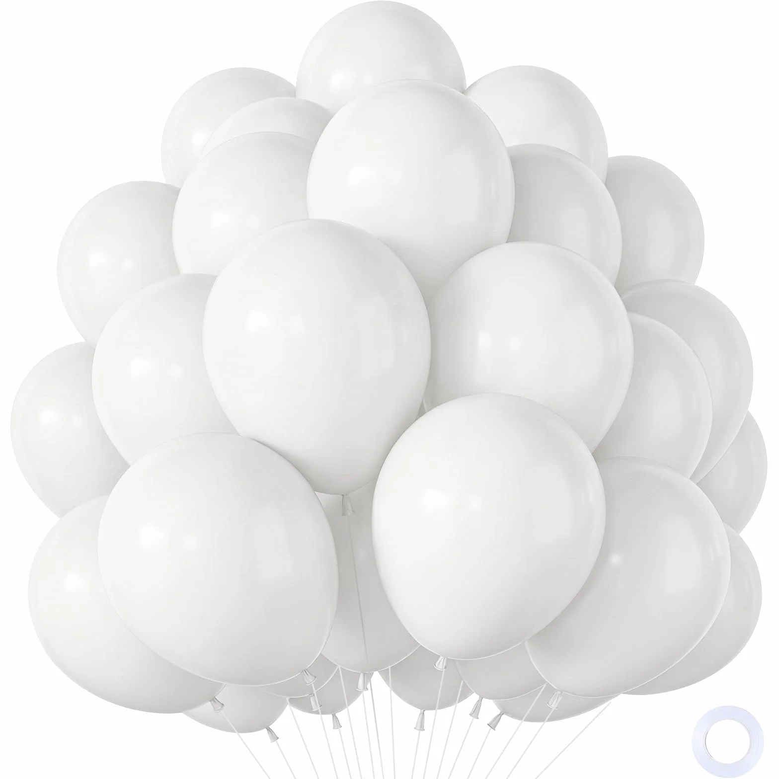 Palloncini Bianchi, 100 Pezzi Palloncini Compleanno Bianco Bombola Elio Lattice, Decorazioni Bianchi per Baby Shower Compleanno Matrimonio Anniversario Gender Reveal Festa Decorazioni, 12 Pollici