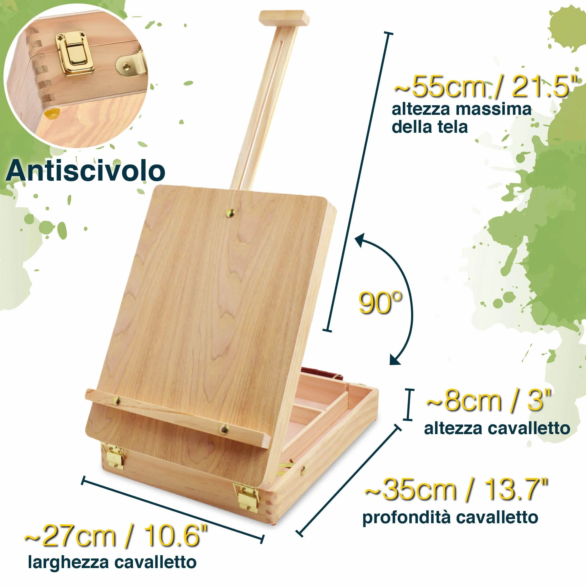 Artina Florenz Set pittura in valigetta 28 unità tela colori acrilici cavalletto da tavolo