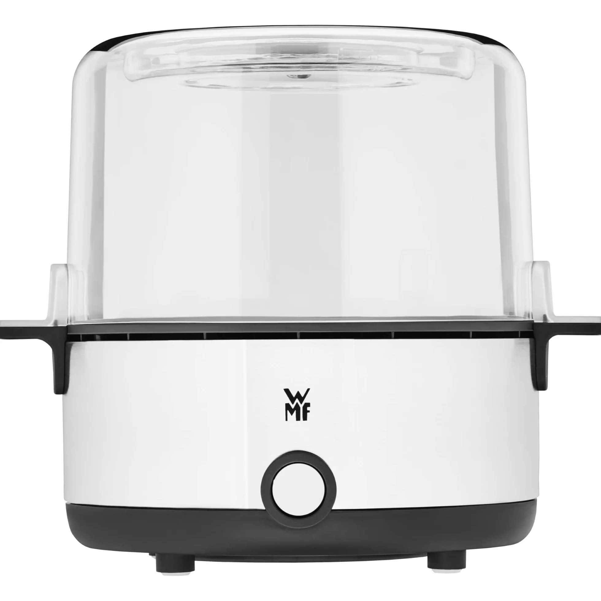 WMF KITCHENminis - Macchina per popcorn, piastra riscaldante rivestita, coperchio per servire, apertura per sciogliere il burro, preparazione con zucchero e sale, salvaspazio, in acciaio inox opaco