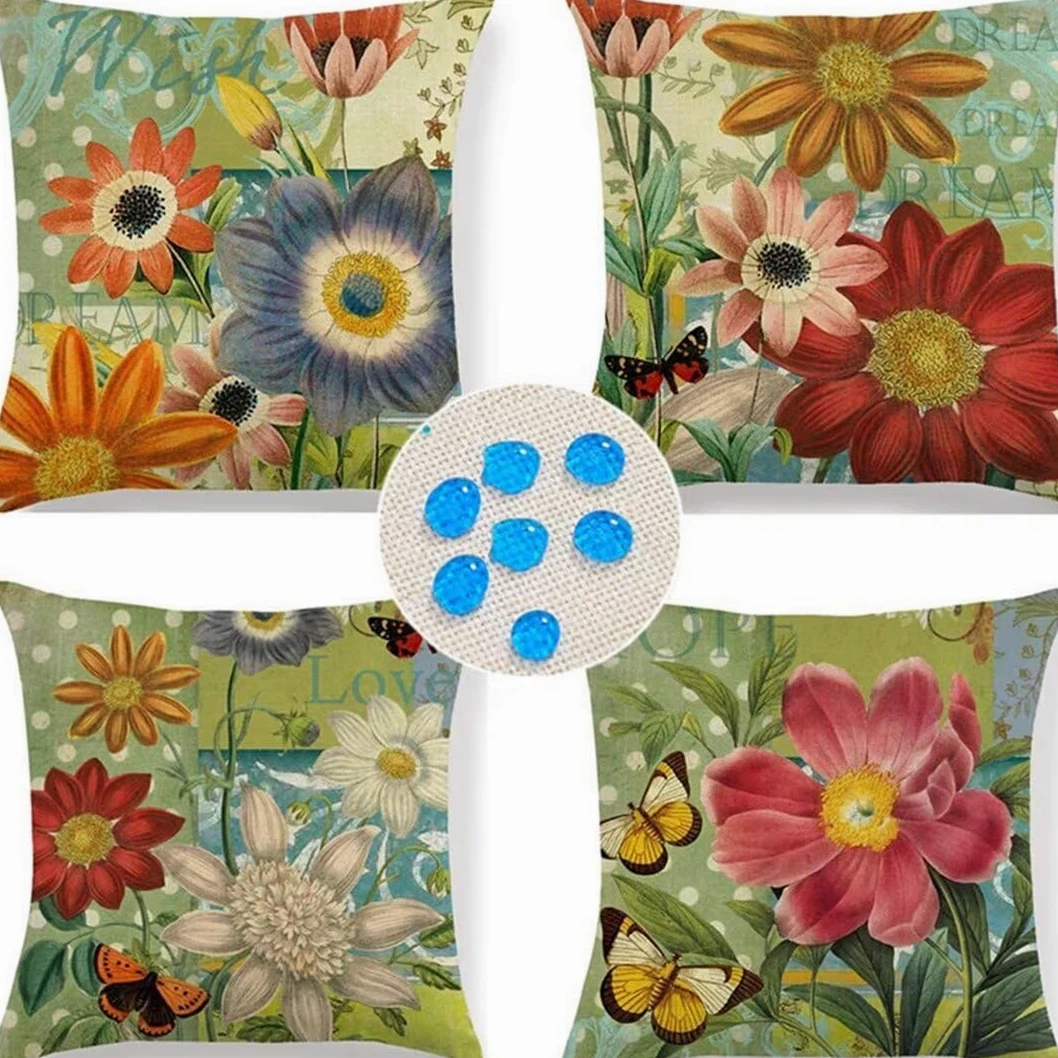 Cuscino per Divano 75x75cm/29x29in 4 Pack Fodere per Cuscini Impermeabili Fiori Fodera per Cuscino Decorativo Copricuscini in Lino per Divano Casa Esterni Interni Fodere Cuscino Esterno ZC-229