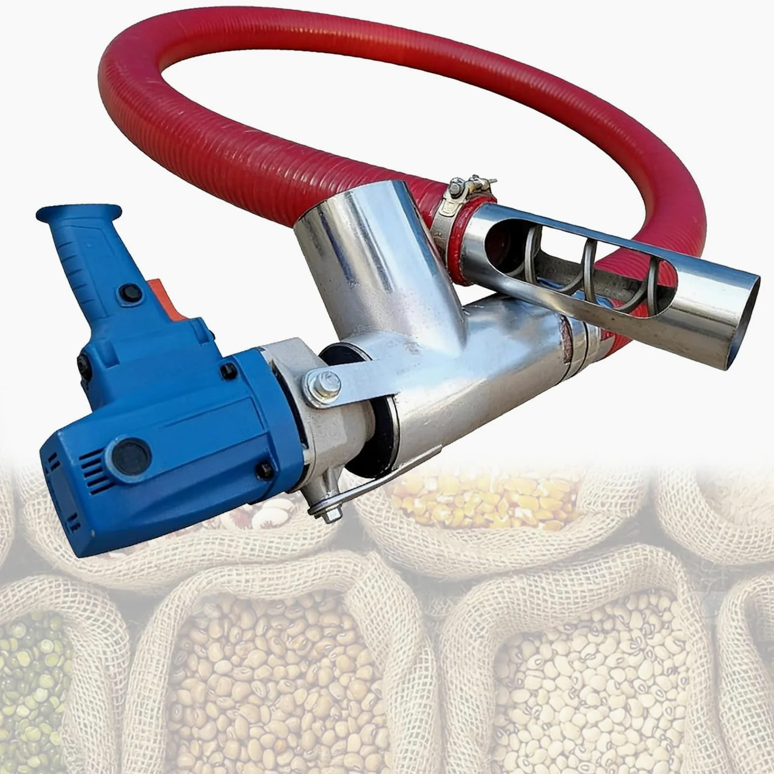 Coclea per Cereali Ad Alta Resistenza, Aspiratore Portatile da 1500 W, Trasportatore A Coclea Industriale per La Pulizia di Cereali, Cemento, Sabbia E Polvere 2m/79inHose