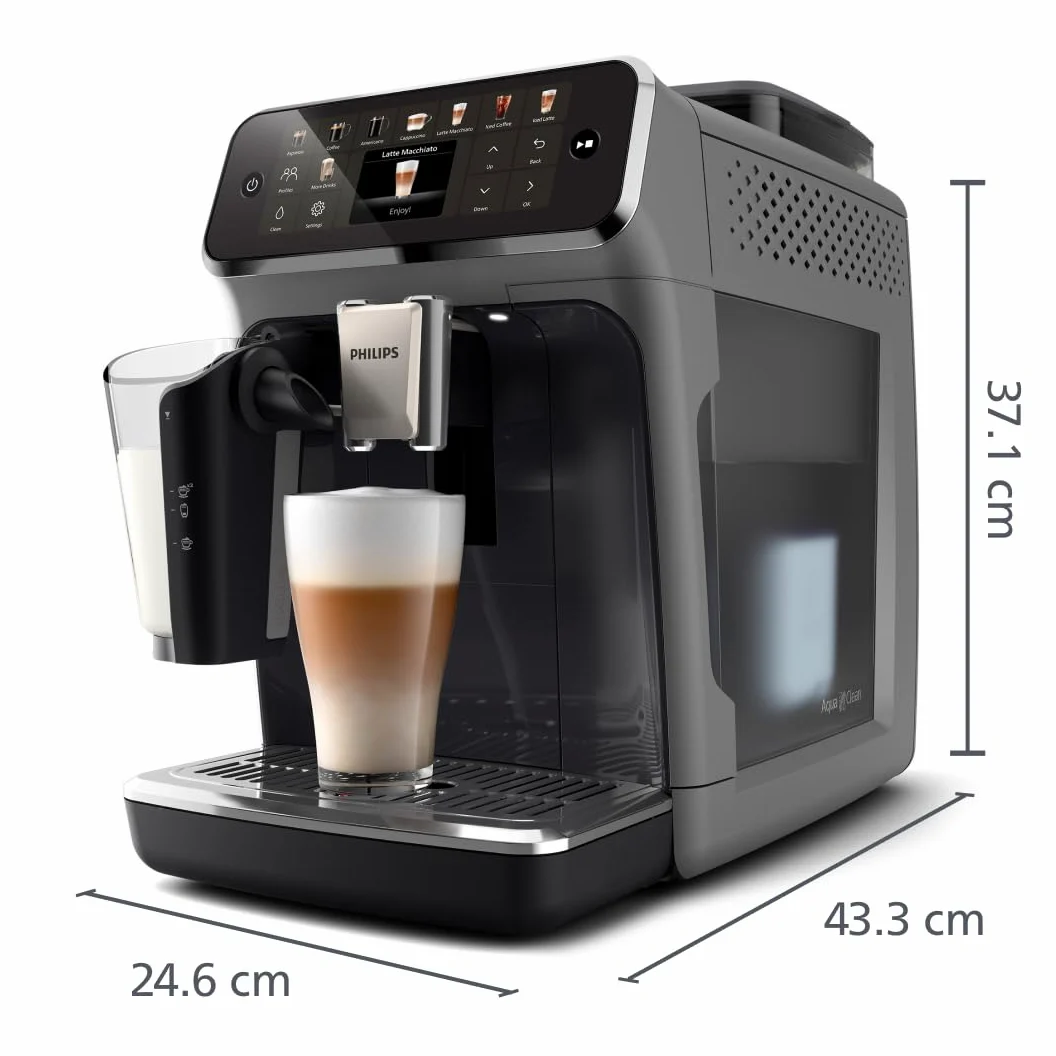PHILIPS Serie 5500 Macchina per Espresso Completamente Automatica - 20 caffè Caldi e con Ghiaccio, Sistema LatteGo Veloce da Pulire, 40% Più Silenziosa con SilentBrew, QuickStart, Grigio (EP5544/50)