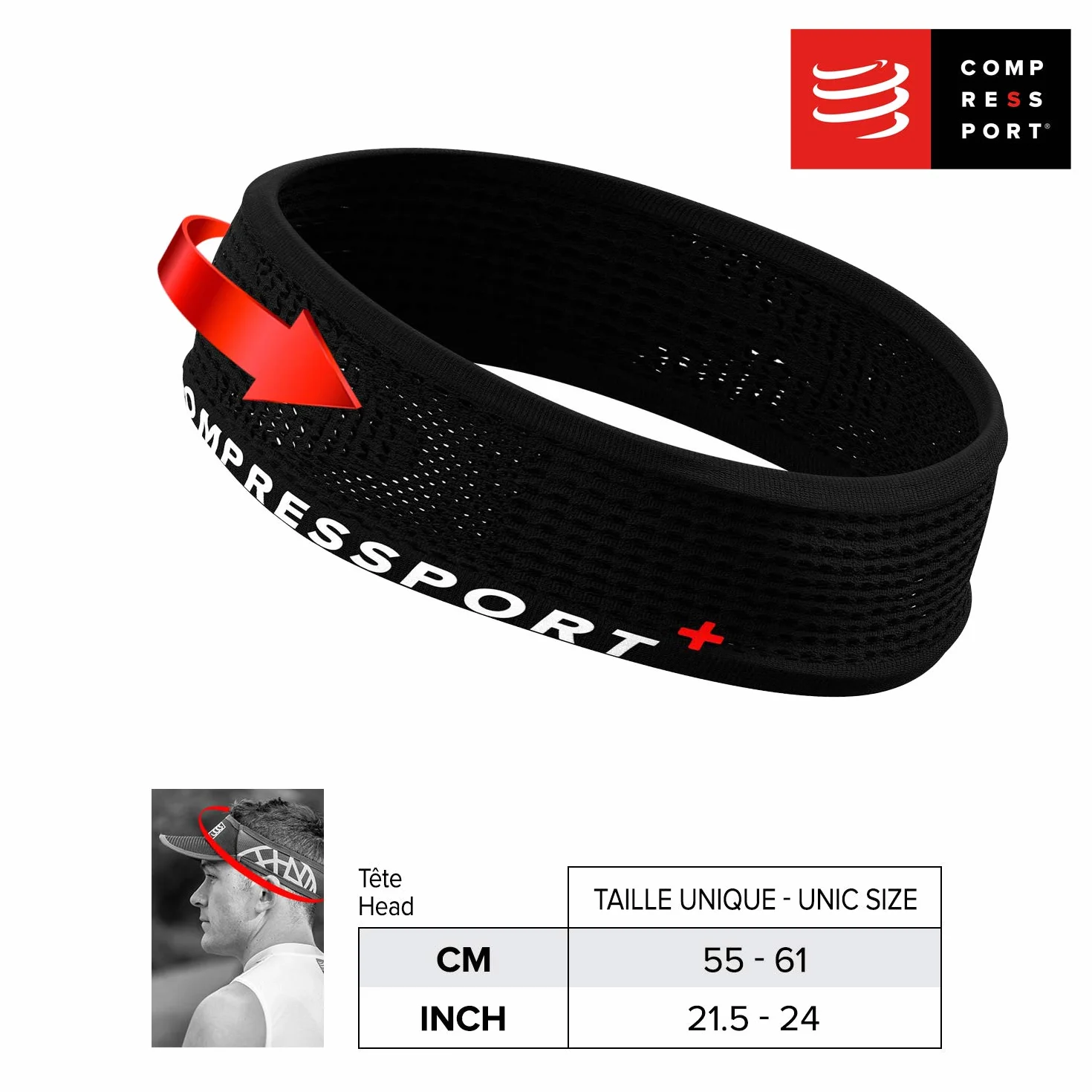 Compressport Thin Headband On/Off - Fascia da corsa anti-traspirazione - Fibre rapide a secco - Multisport