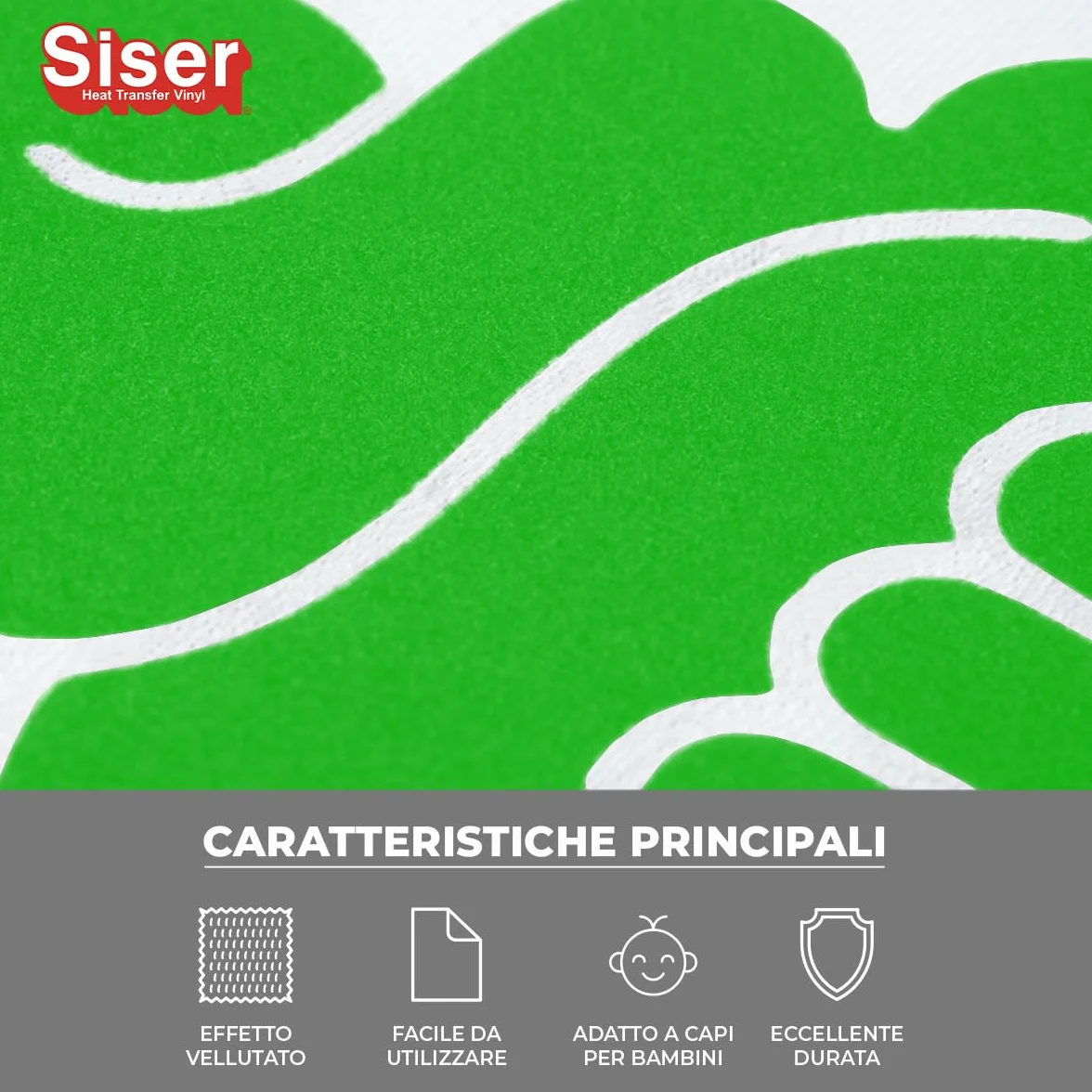 Siser Stripflock PRO Fluo Green 30cm x 0,5mt Vinile Termotrasferibile Floccato per Personalizzazione Tessuti