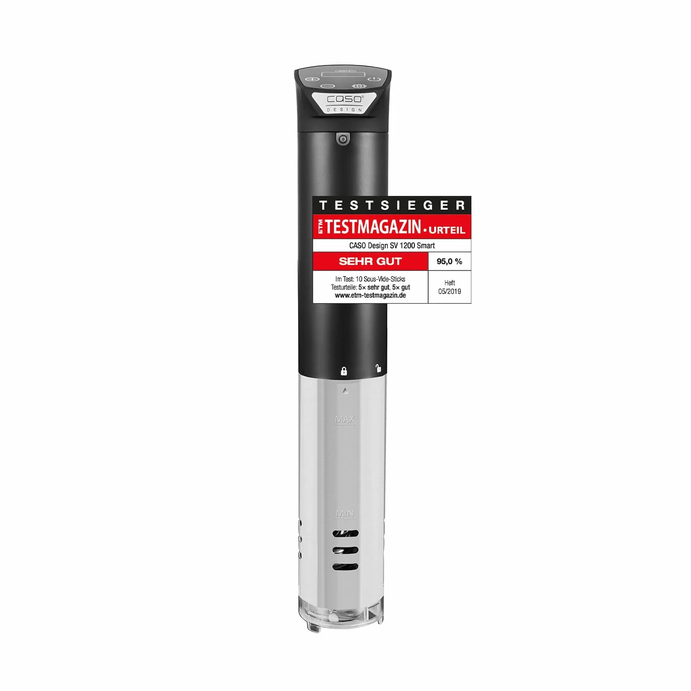 CASO SV 1200 Smart Sous Vide Garer 1200 Watt impermeabile controllabile con app CASO Control 3D