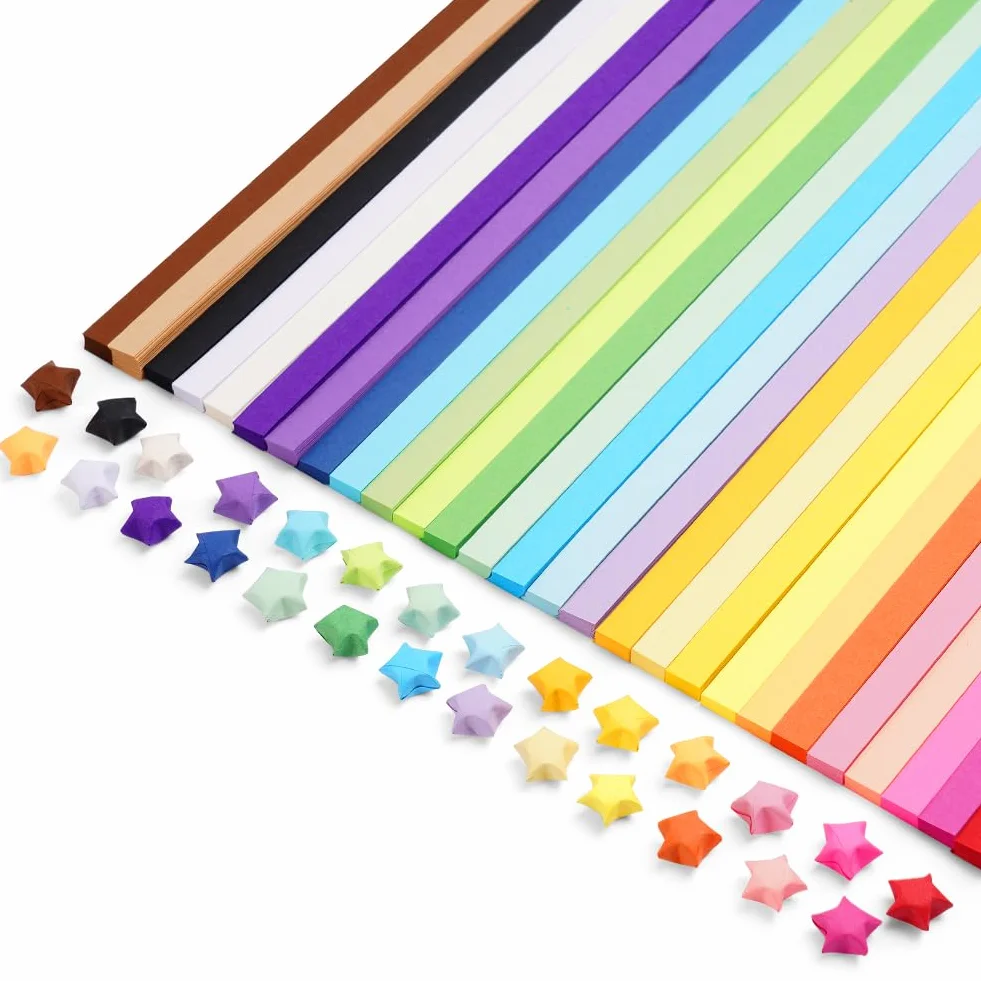 OFFCUP Carta Pieghevole 1350 Fogli Origami Paper 27 Colori Stella Fortunata
