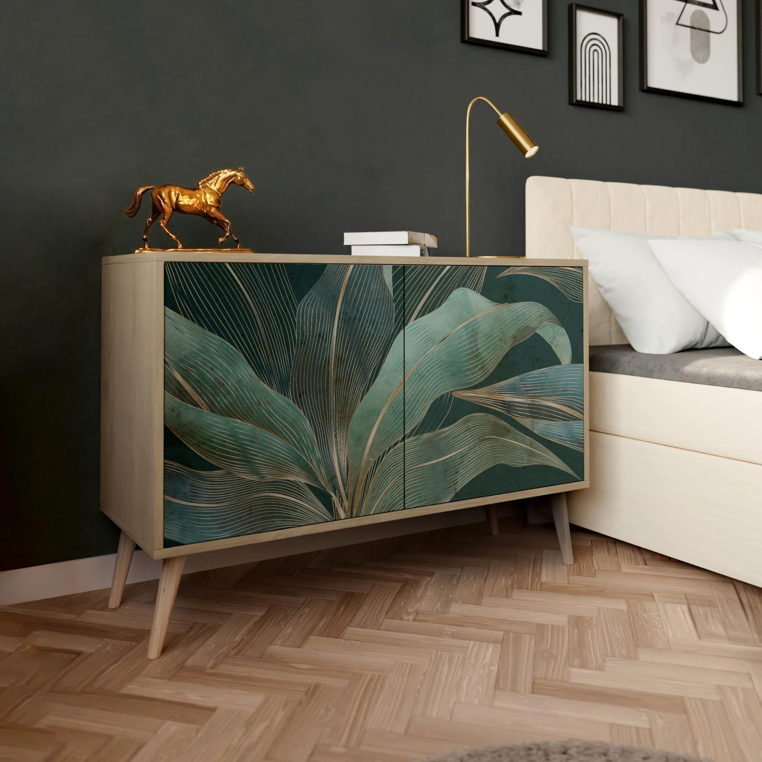 HEALANCY Cassettiera a 2 ante, Cassettiera per la Camera da letto Cassettiera Bassa per il Soggiorno, il Corridoio, la Camera da Letto Cassettiera Moderna di Design alla Moda