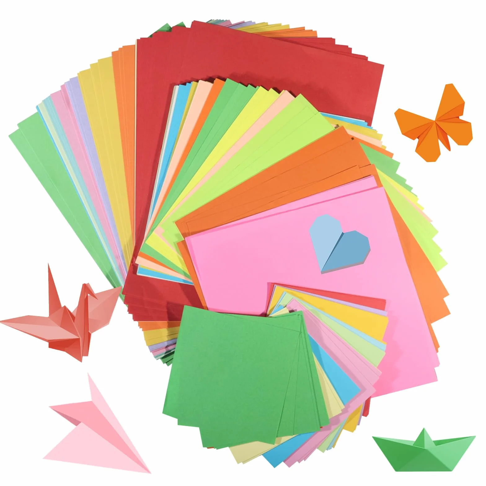 Origami Carta 300 Fogli Colorati 20 Colori A4 21x29,7 cm 20x20 cm 12x12 cm 3 Dimensioni Set