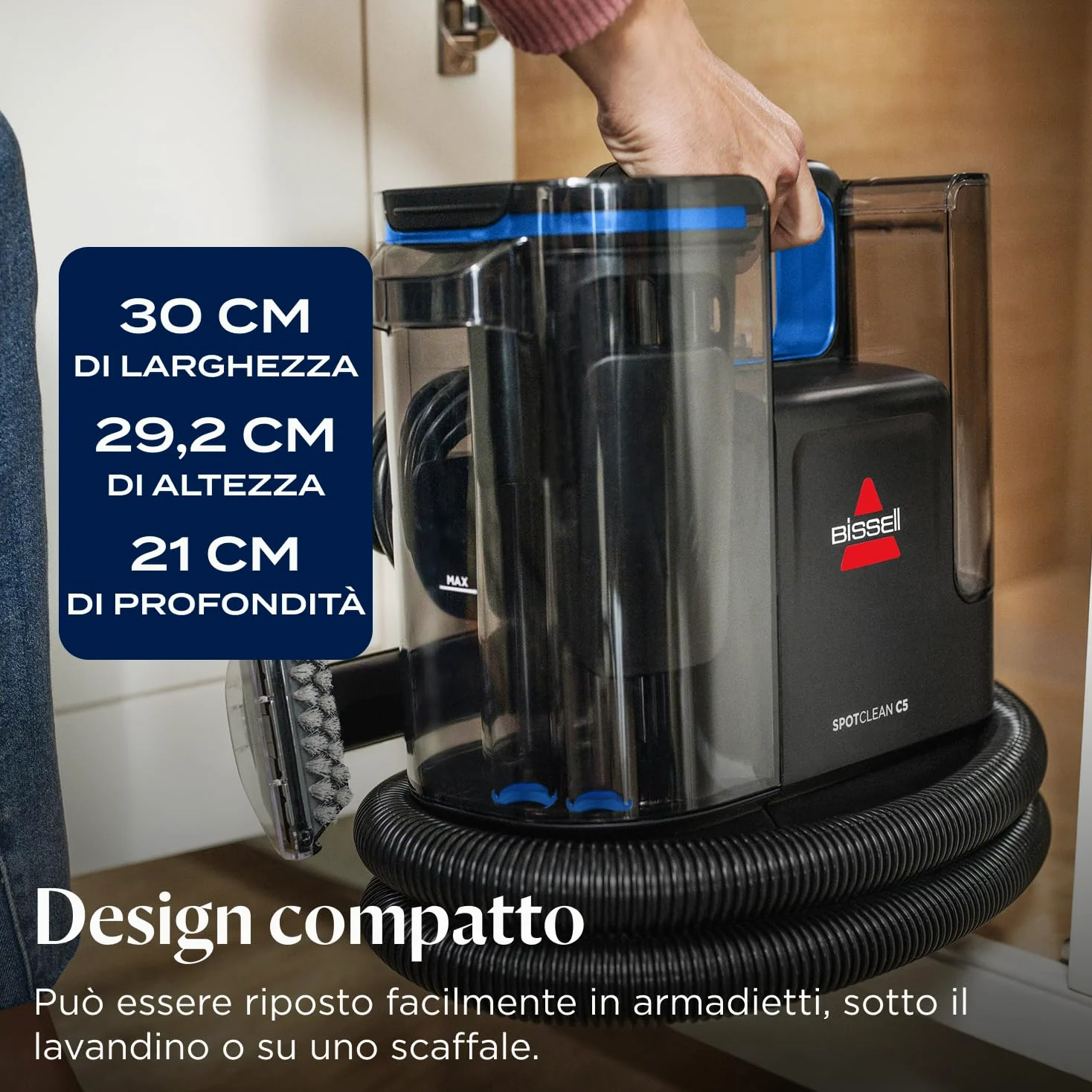 BISSELL SpotClean C5, Lavatappeti, Pulitore Macchie con Sistema Triple Action, Lava Tappezzeria per Tappeti, Auto, Divani, Moquette, Materassi e Altro, Lavatappezzeria, Potente Motore da 400W, 3861N