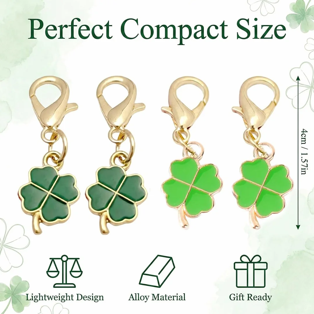 24 Pcs Ciondolo Portafortuna Quadrifoglio, Portachiavi Bomboniera In Metallo, Accessori Per Creazione Di Gioielli Fai Da Te
