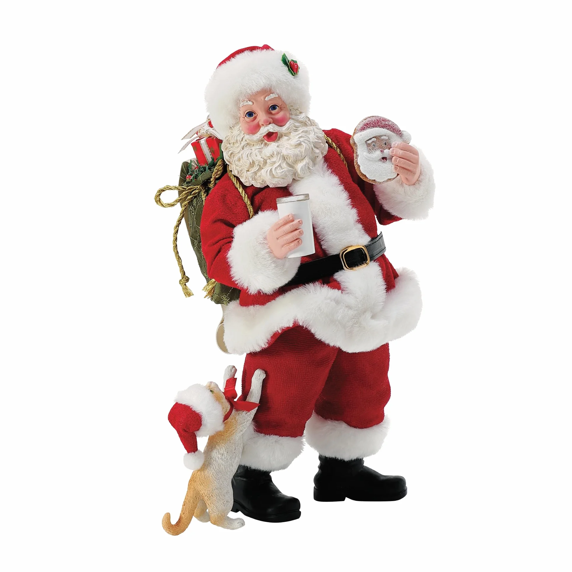 Department 56 Possible Dreams Statuetta tiragraffi Babbo Natale animali domestici 26 cm multicolore