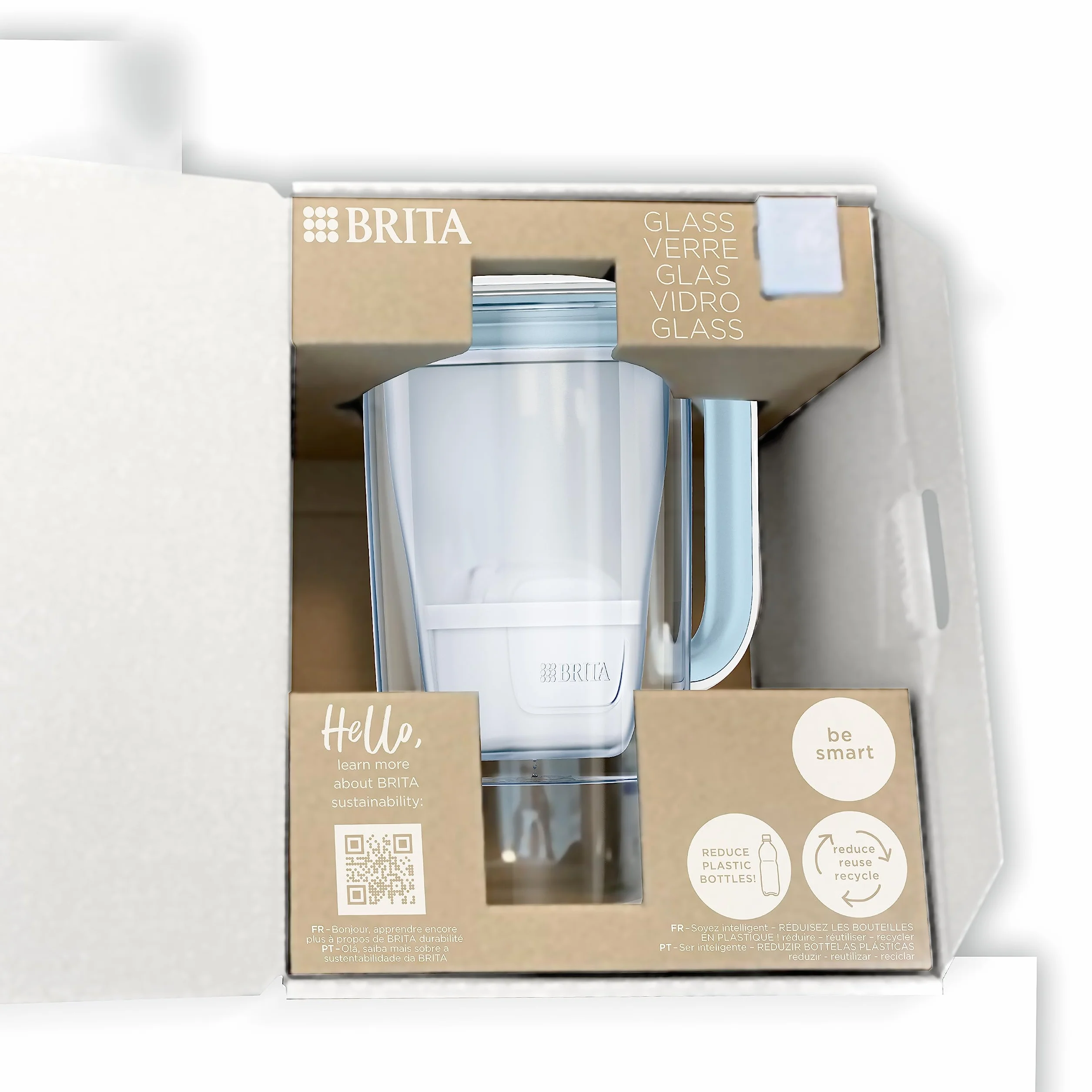 BRITA Caraffa filtrante acqua vetro 2.5L con 3 filtri MAXTRA PRO All-in-1 riducono cloro calcare PFAS metalli