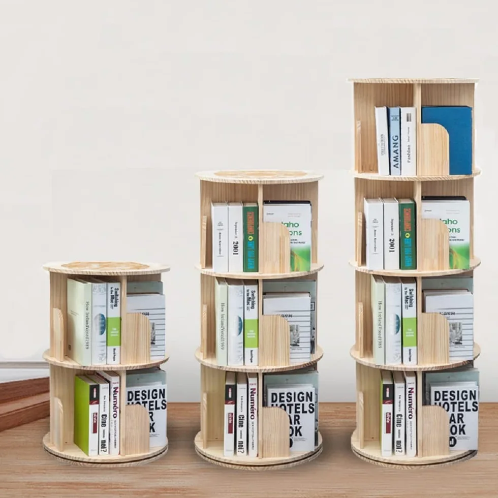 Heehee Libreria rotante a 360 gradi, libreria da pavimento, per bambini e adulti, organizer multifunzionale (3 livelli)