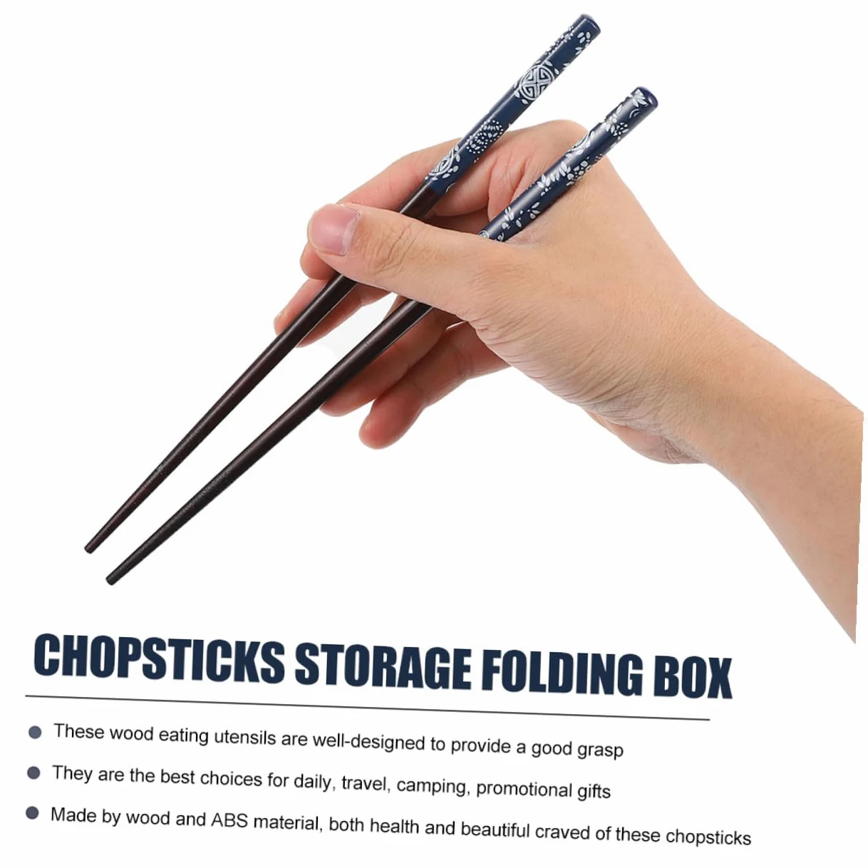 Toyvian 2sets Kit di Bacchette in Legno con Contenitori Bacchette per Sushi Stile Giapponese Antiscivolo per Uso Quotidiano e Viaggio