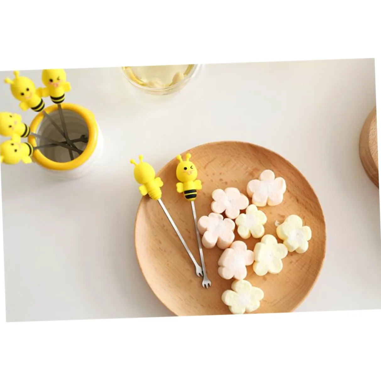 PRETYZOOM 18pezzi Forchettine Da Dessert Acciaio Inossidabile Con Supporto Ceramico Per Frutta e Antipasti Per Feste e Uso Quotidiano