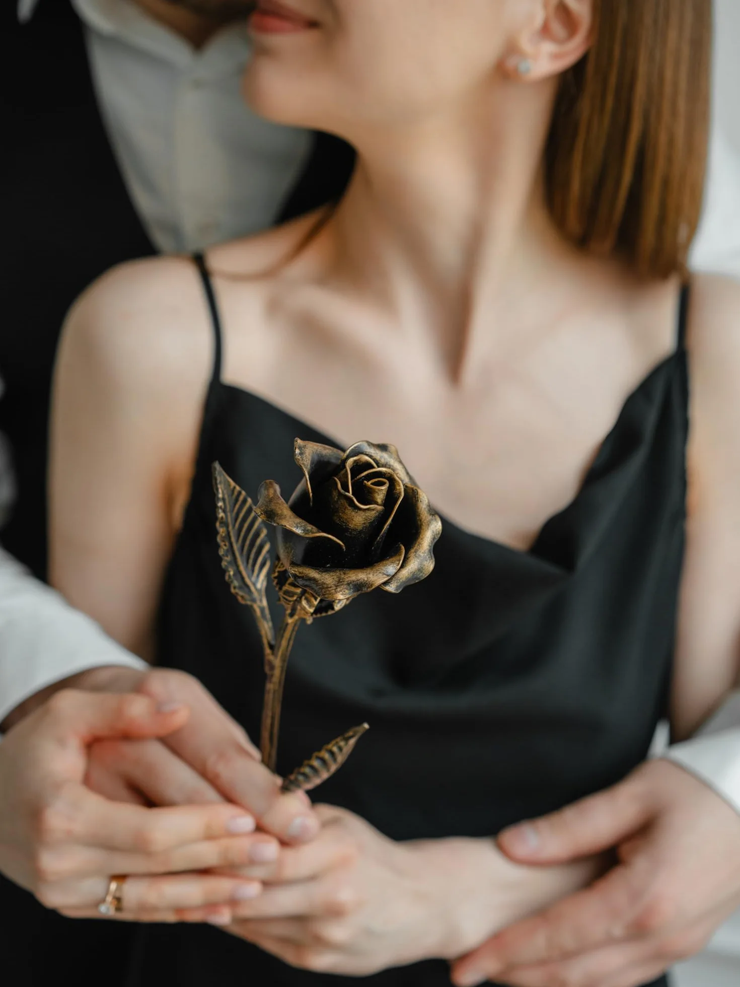 Fatto a Mano Rosa Eterna Ferro Battuto Oro Dono Speciale