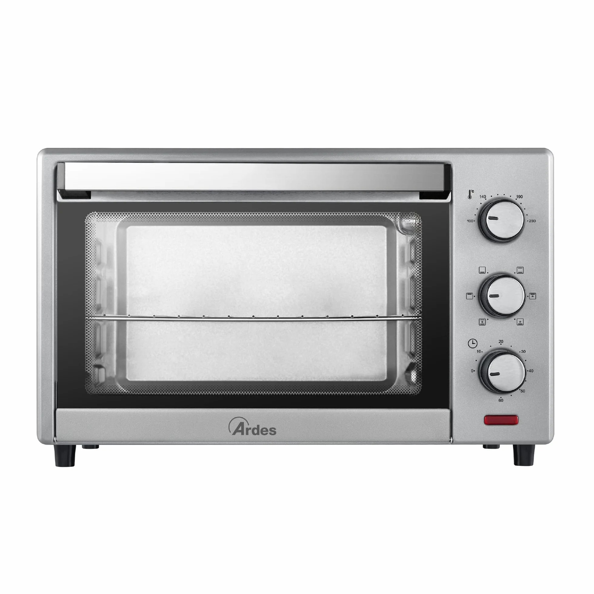 ARDES AR6226S Fornetto Elettrico Ventilato 25 Litri Luce Interna 6 Funzioni Cottura Timer 60' Doppio Vetro Silver