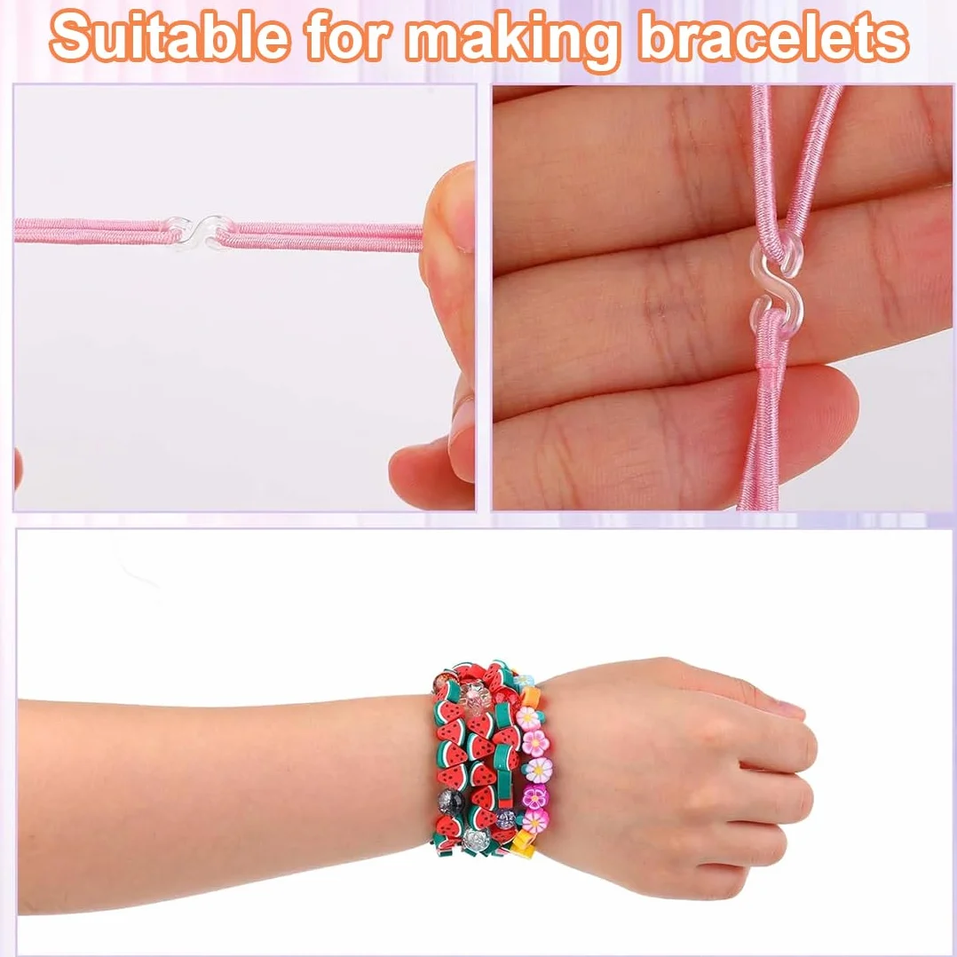 500 Pezzi Gancetti per Braccialetti, Chiusure, Gancetti per Elastici, Connettori Plastica per Creare Braccialetti di Gomma, Ganci (Bianco, Trasparente)