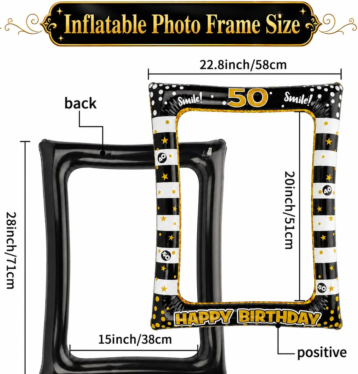Cornice per foto compleanno 50 Anni, Set oggetti scena, Photo Booth Accessori Fai da Te