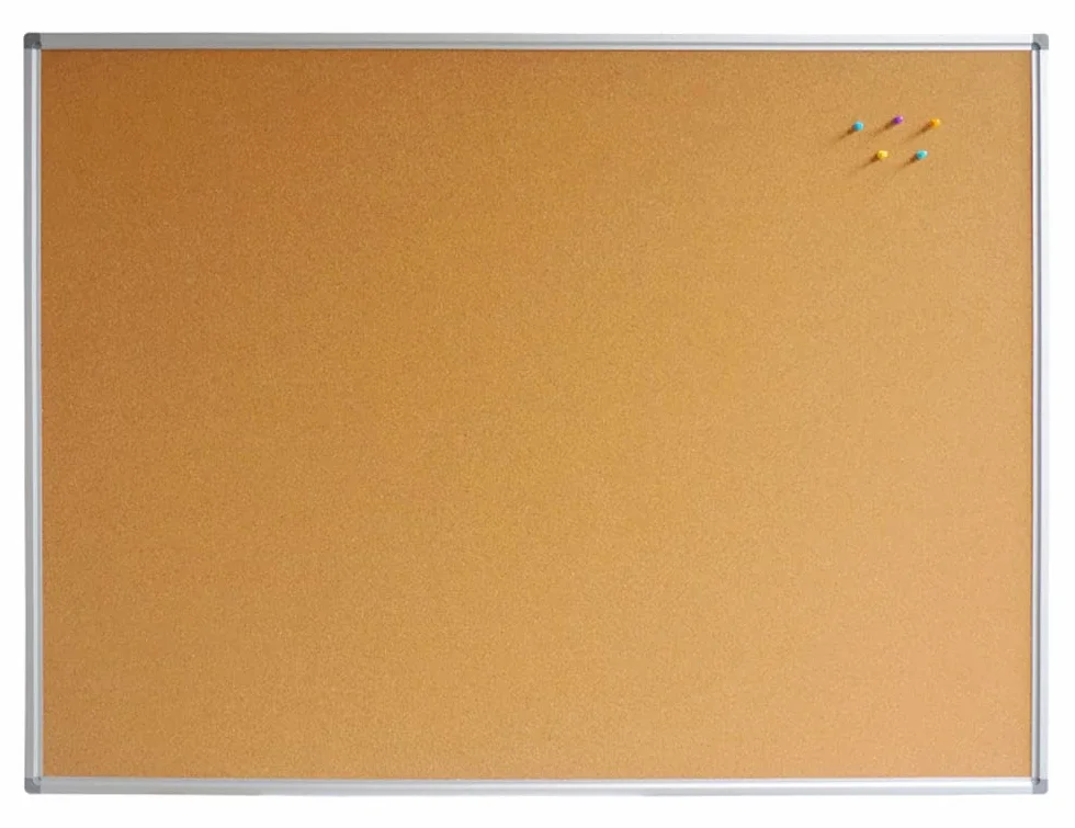 TECHLY 305397 Bacheca Lavagna in Sughero Cornice in Alluminio Anodizzato 90x120 cm