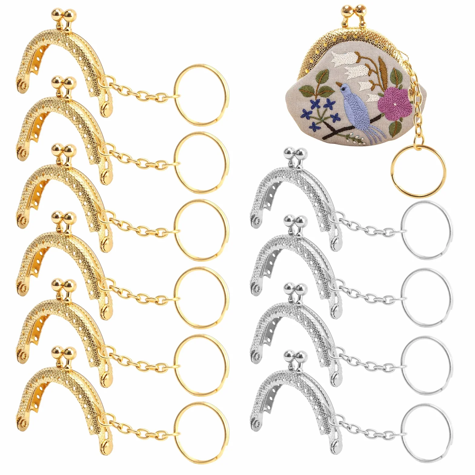 Chiusura Portamonete Clic Clac in Metallo per Borse Artigianali, 12 Pezzi (Argento/Oro)