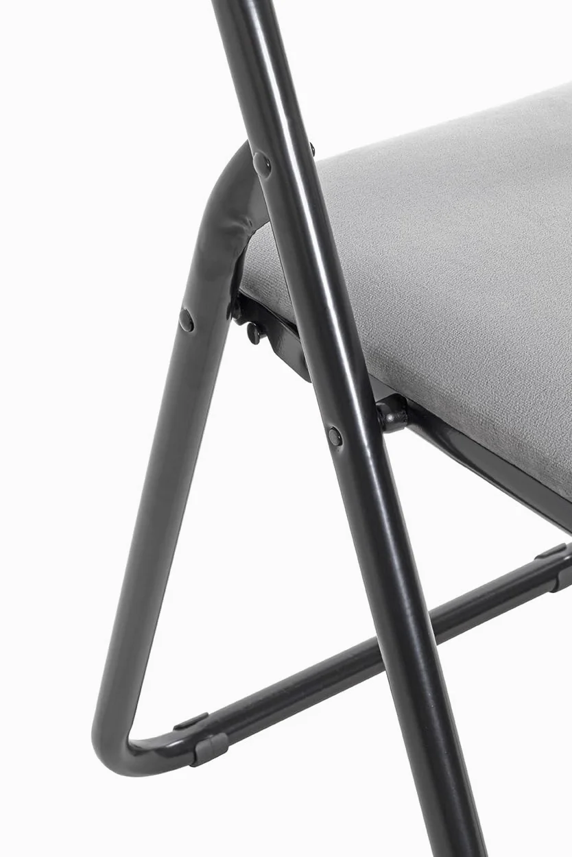 HAKU Set di 6 sedie pieghevoli grigio, nero, Metallo, tessuto di velluto - Dim. L 45,00 cm x A 81,00 cm x P 45,00 cm, Stile Moderno