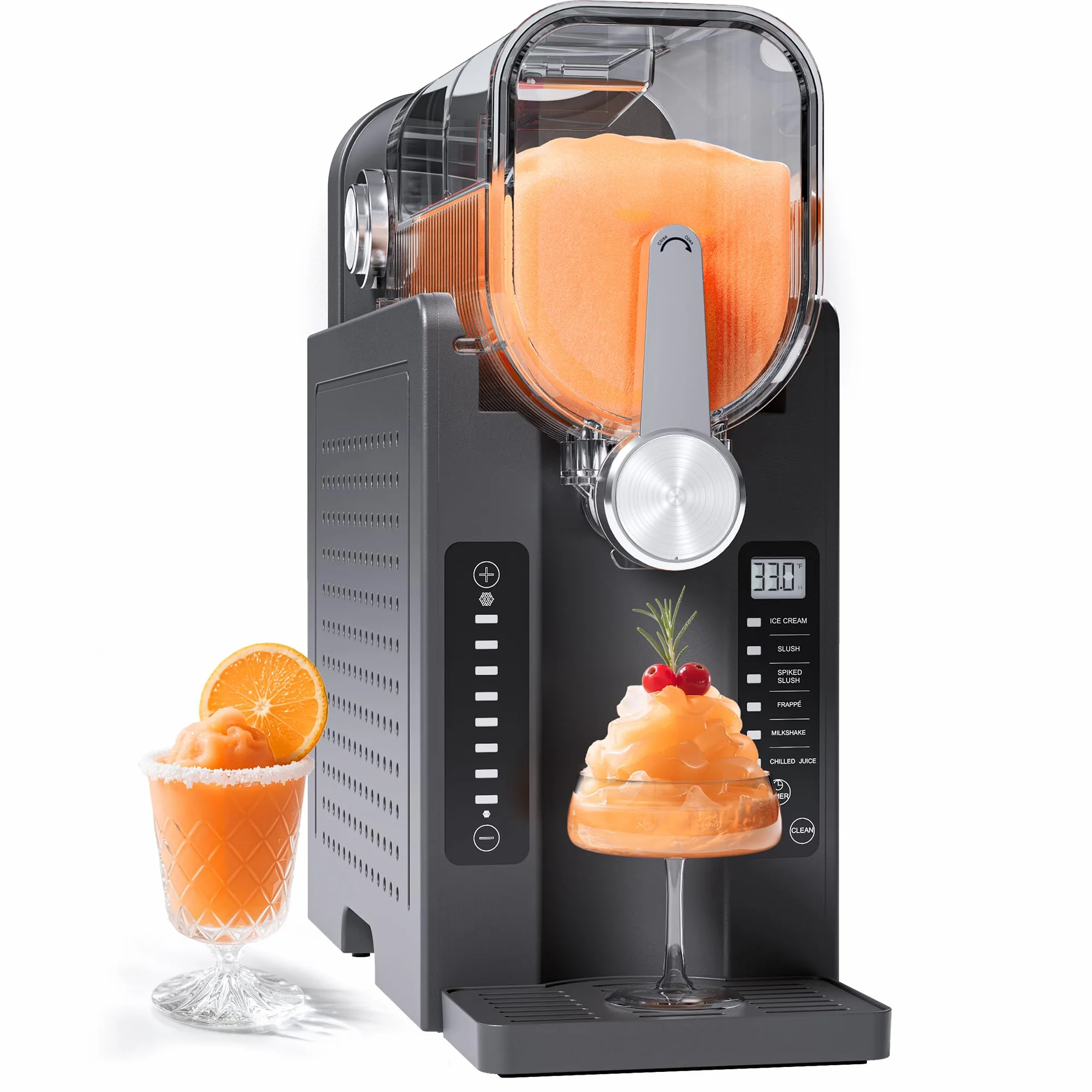 INITIO Slush Machine 2L Slushie Machine per casa con display LED, autopulente, nero, AD03, 6 programmi