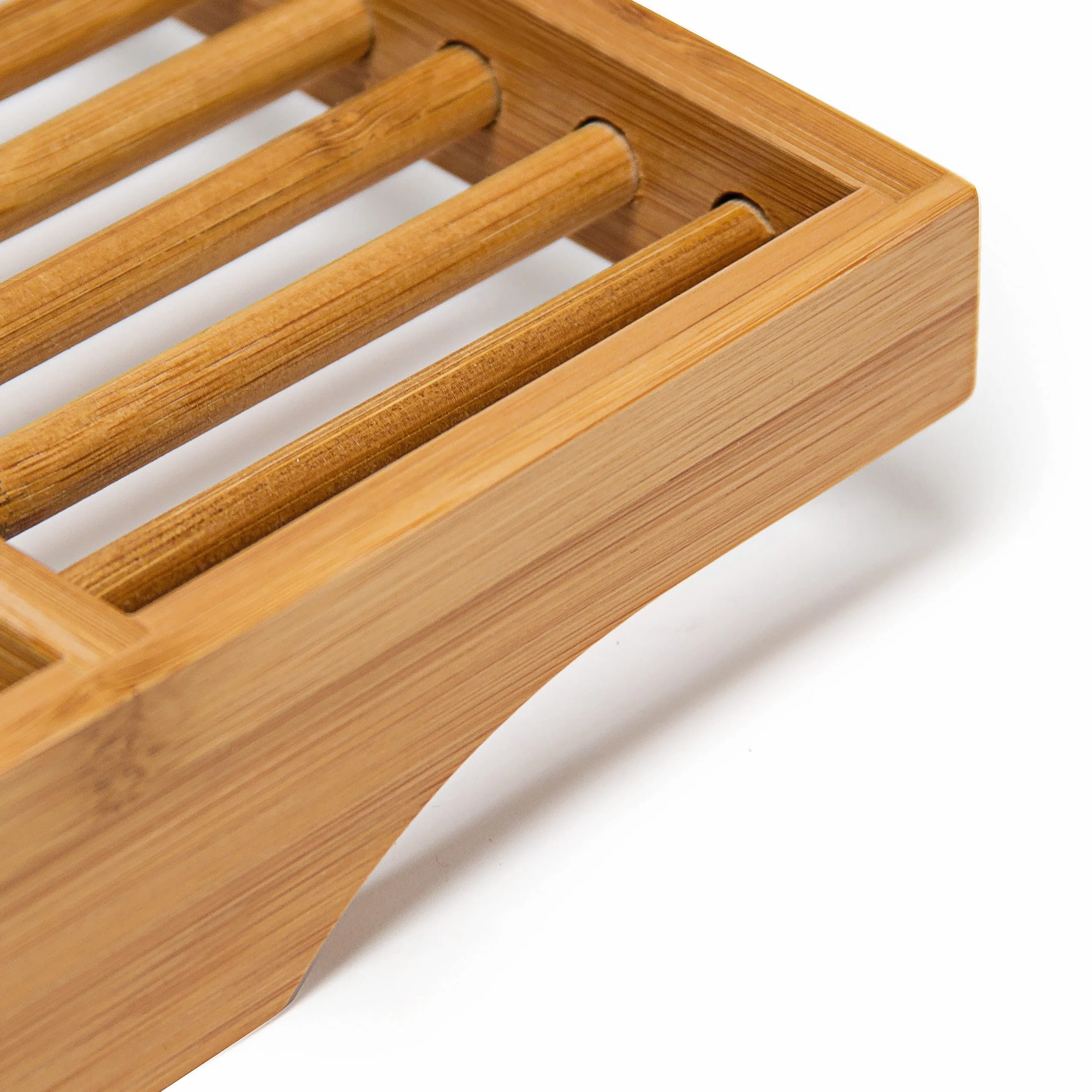 Relaxdays Mensola per Vasca da Bagno in bambù, HLP: 5,5 x 70 x 16,5 cm, 3 Scomparti, Porta-Saponetta, Legno Naturale