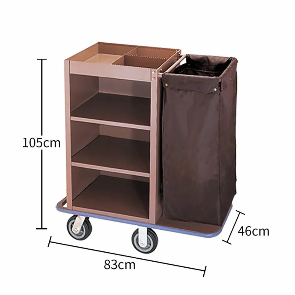 Carrello per Pulizie con Ruot, Carrello per Biancheria Sporca Hotel, Carrello Pulizie 3 Ripiani con Ruote e Borsa Integrata, per Pulizie Commerciali/Domestiche
