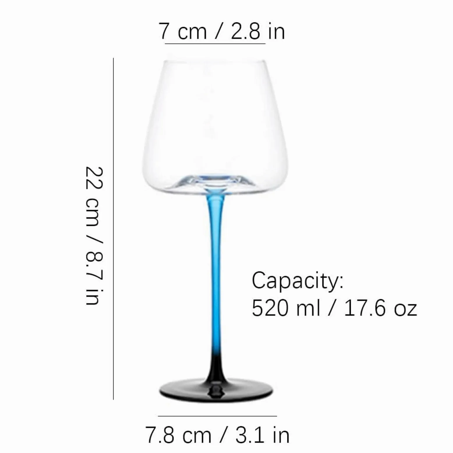 BKEKM Bicchieri Vino Set di Bicchieri da Vino a Stelo Lungo, 520 ml/17,6 Once, Bicchieri da Vino in Cristallo, Confezione da 2-6 Bicchieri da Vino Rosso, Bicchieri da Champagne squisiti
