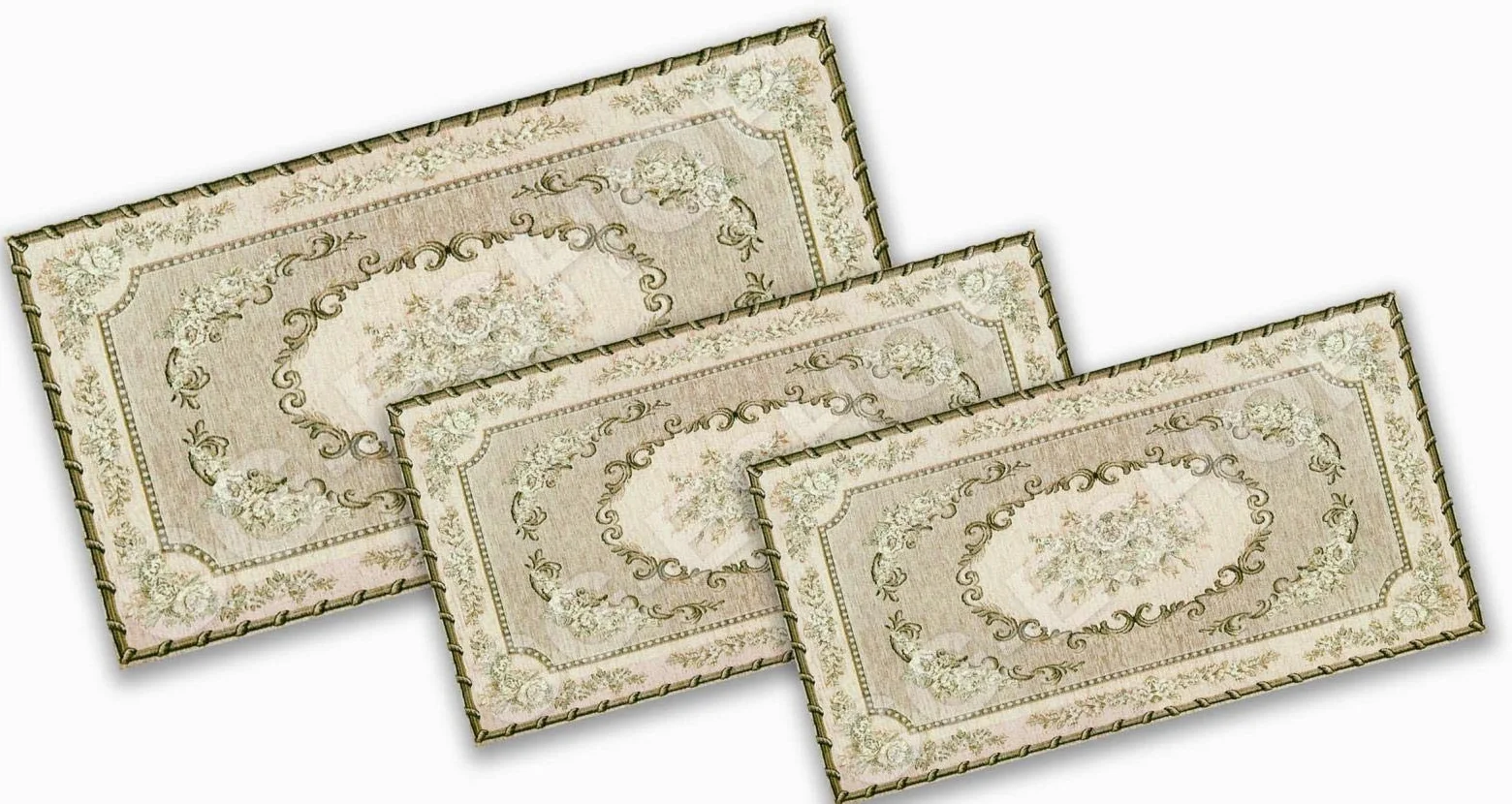 TRIS CAMERA DA LETTO SCENDILETTO 3 Tappeti Velour Classico Verde 2 Tappeti 65x110 cm 1 Tappeto 85x150 cm con Sottofondo Antiscivolo