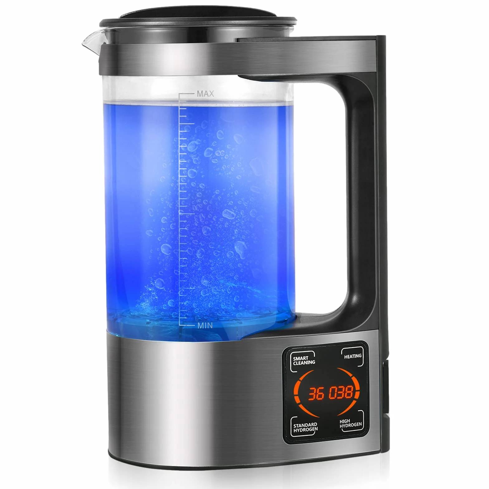 Generatore di Acqua Idrogenata 2L, Macchina Acqua Ricco d'Idrogeno Portatile con Display LED e Termostato