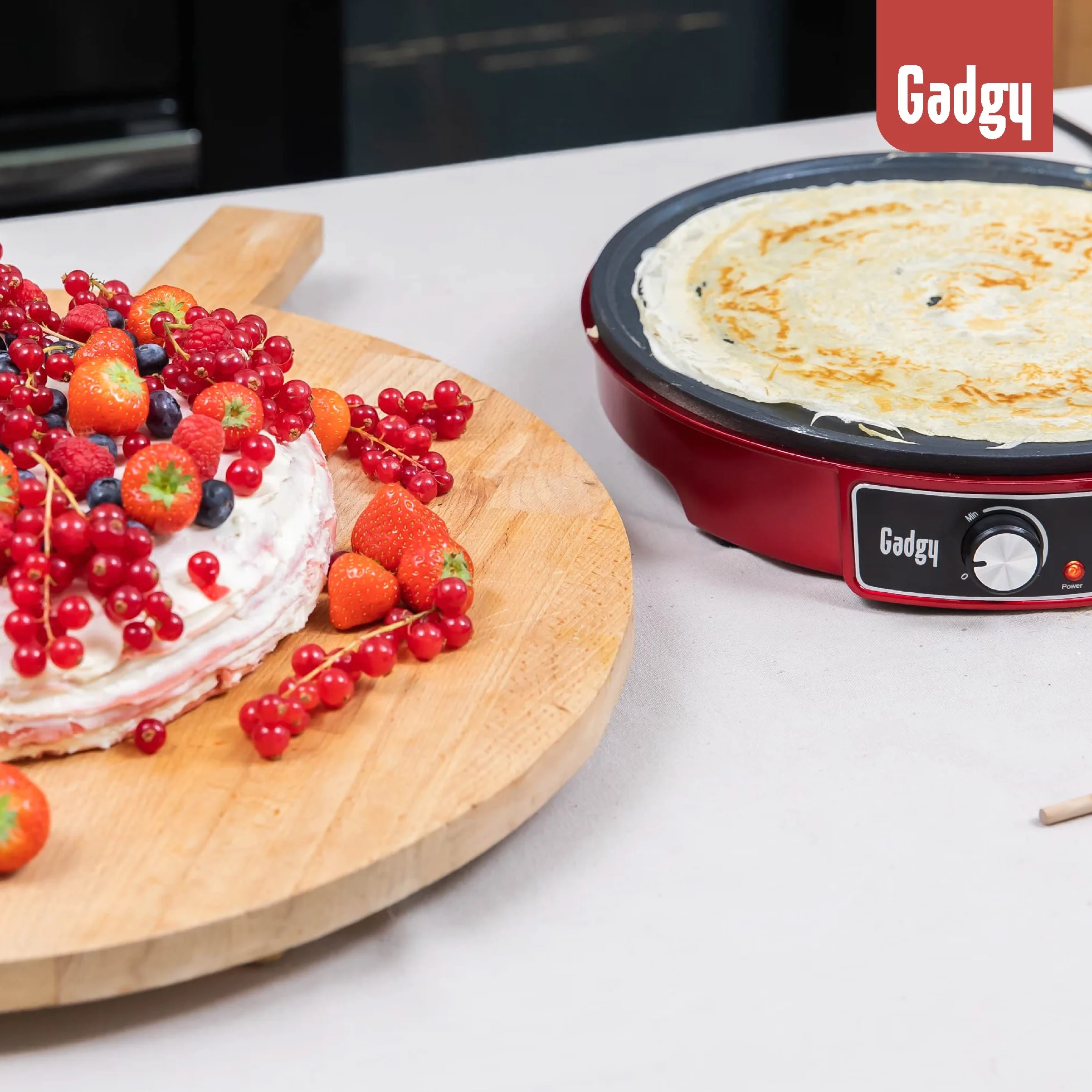 Gadgy Crepiera Elettrica 1000W – Piastra per Crepes e Pancake Maker con Temperatura Regolabile e Spatola Inclusa