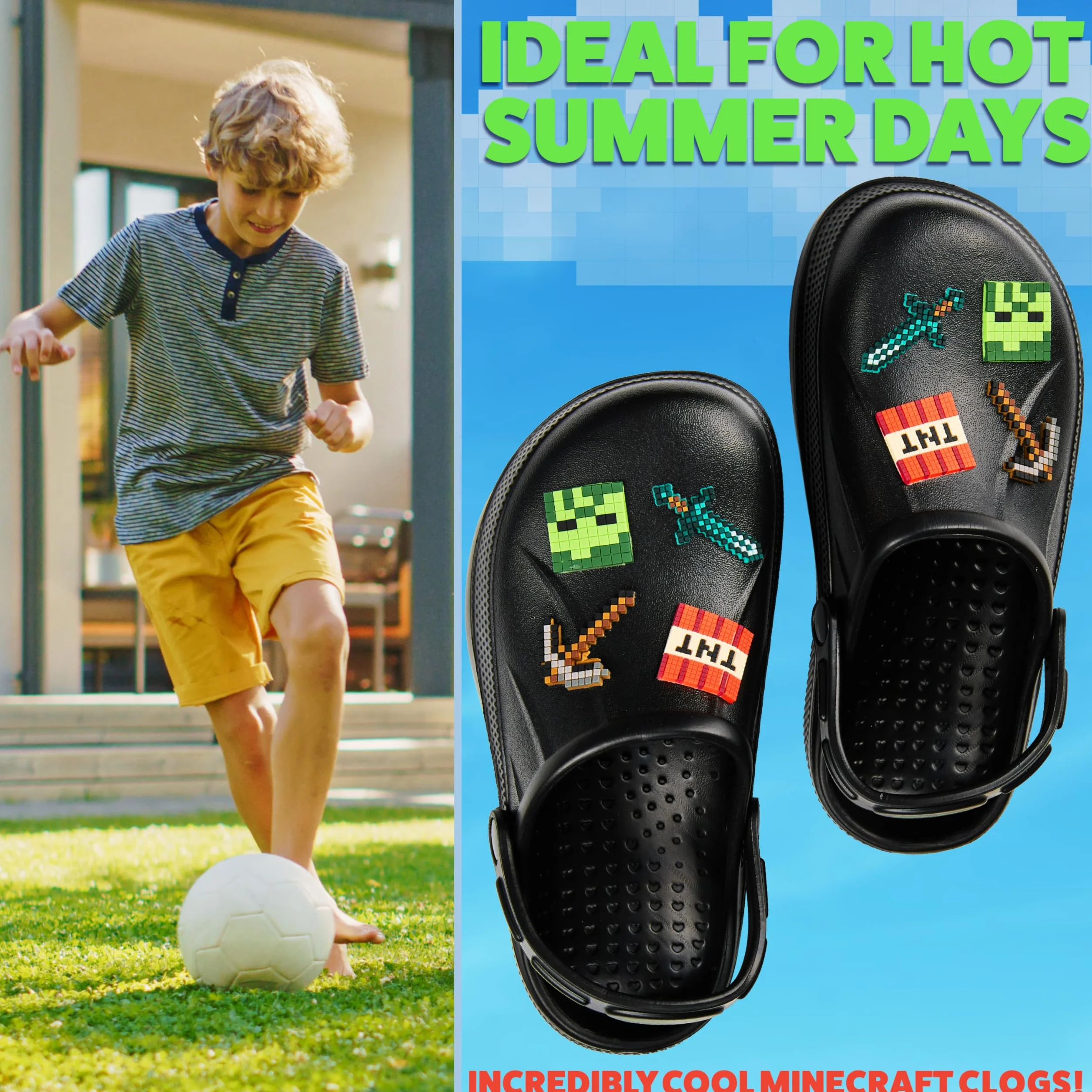 Minecraft Zoccoli Bambino con o senza Ciondoli Scivolare Ciabatte Bambina Giardino Piscina Creeper Regalo Bambini