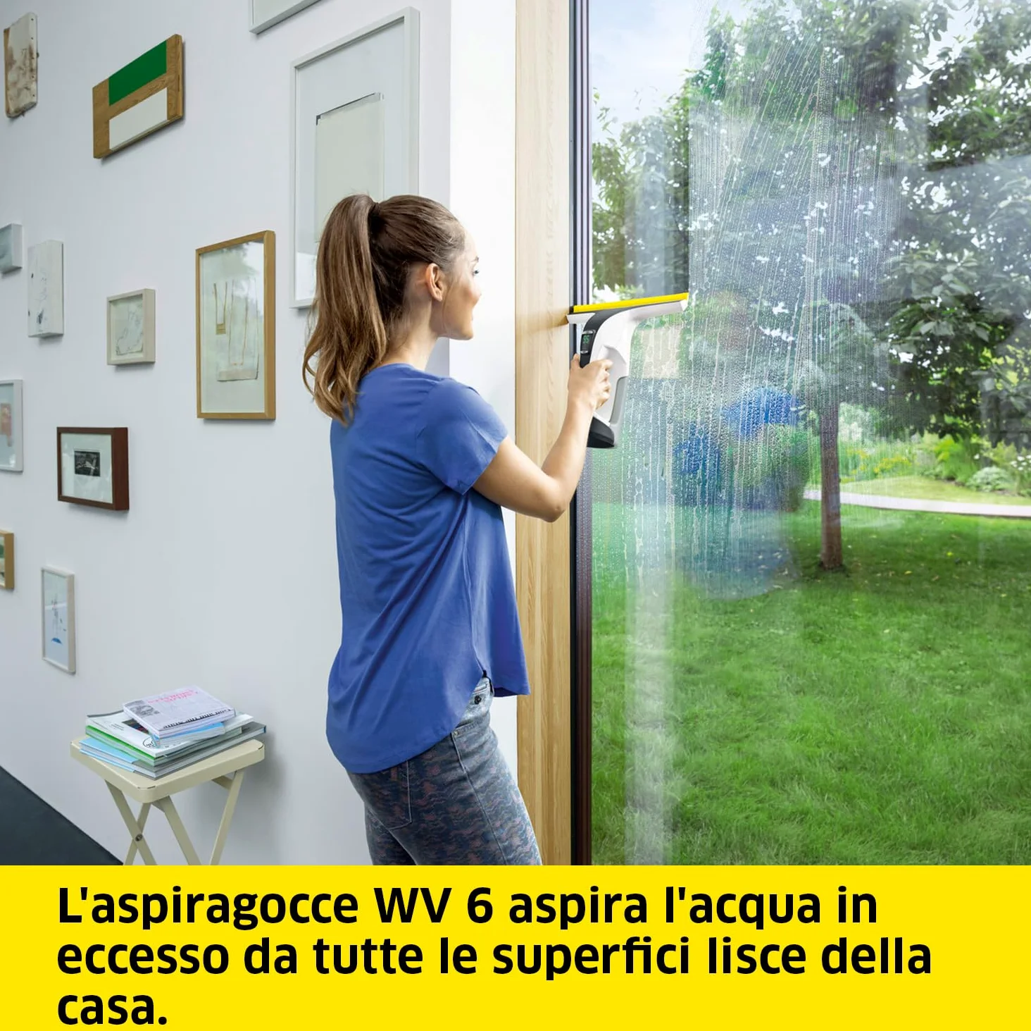 KÄRCHER Lavavetri Aspiragocce WV 6 Plus, pulizia di vetri, piastrelle, doccia, piani cottura, Serbatoio 150ml, Autonomia 100 min, Bocchetta 28cm, 20 ml detergente concentrato