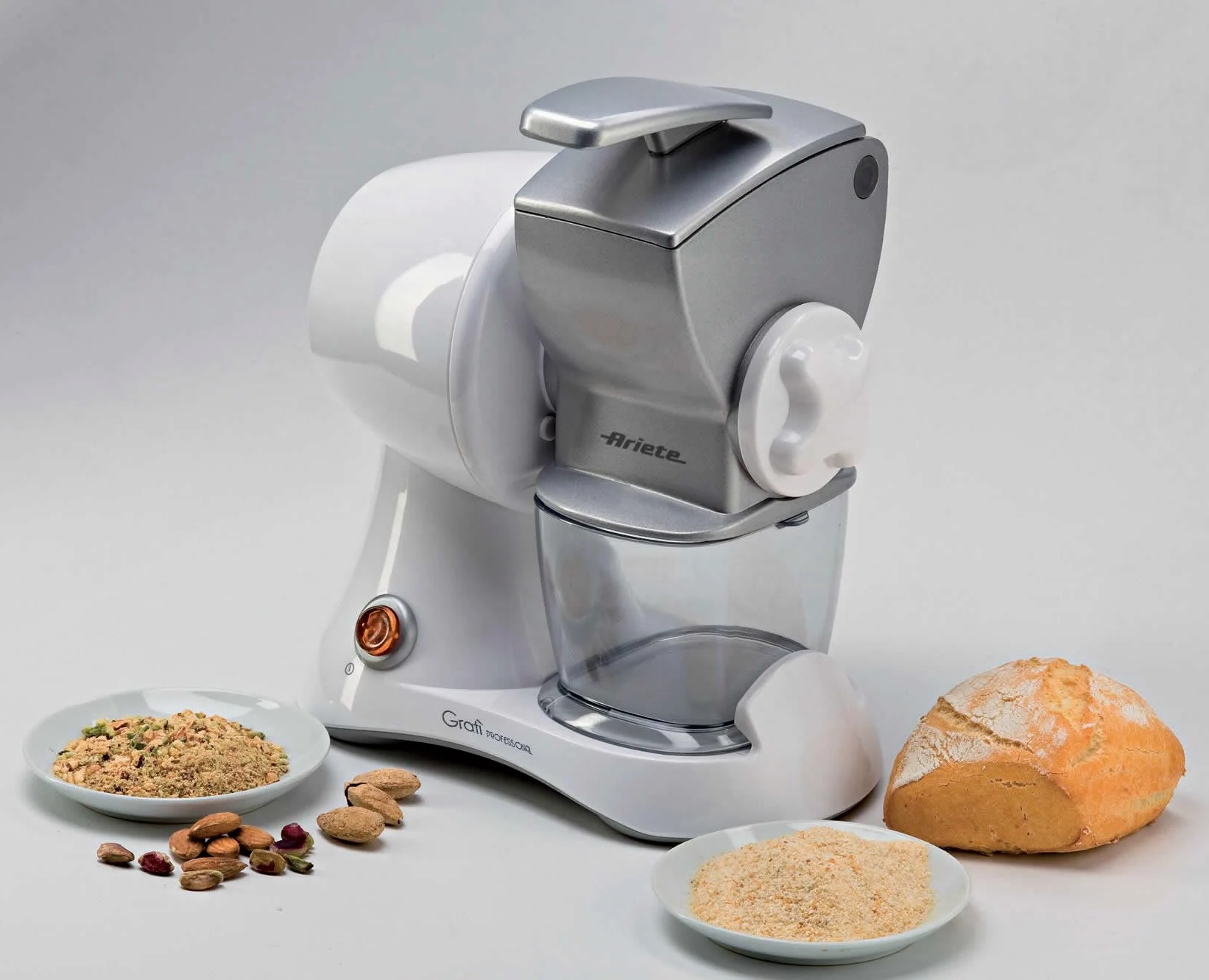 448 Gratì Professional - Grattugia elettrica con rullo professionale, Contenitore estraibile con tappo salvafreschezza, 120W