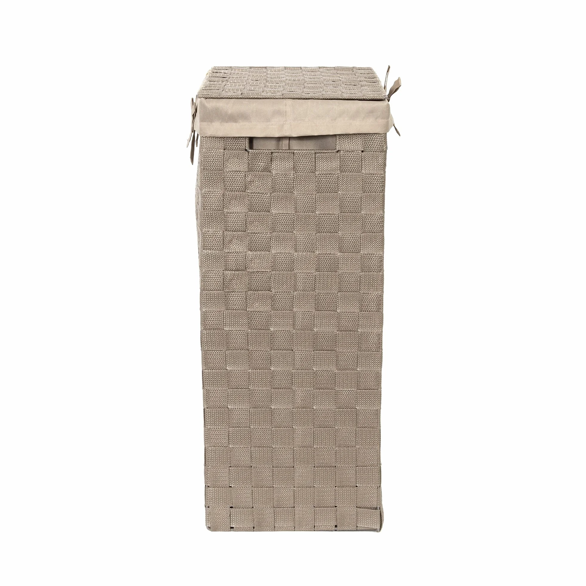 Cesto Portabiancheria Quadrato con Coperchio 38x25x60H cm Talpa Tessuto Struttura Metallo Fodera Lino Rimovibile