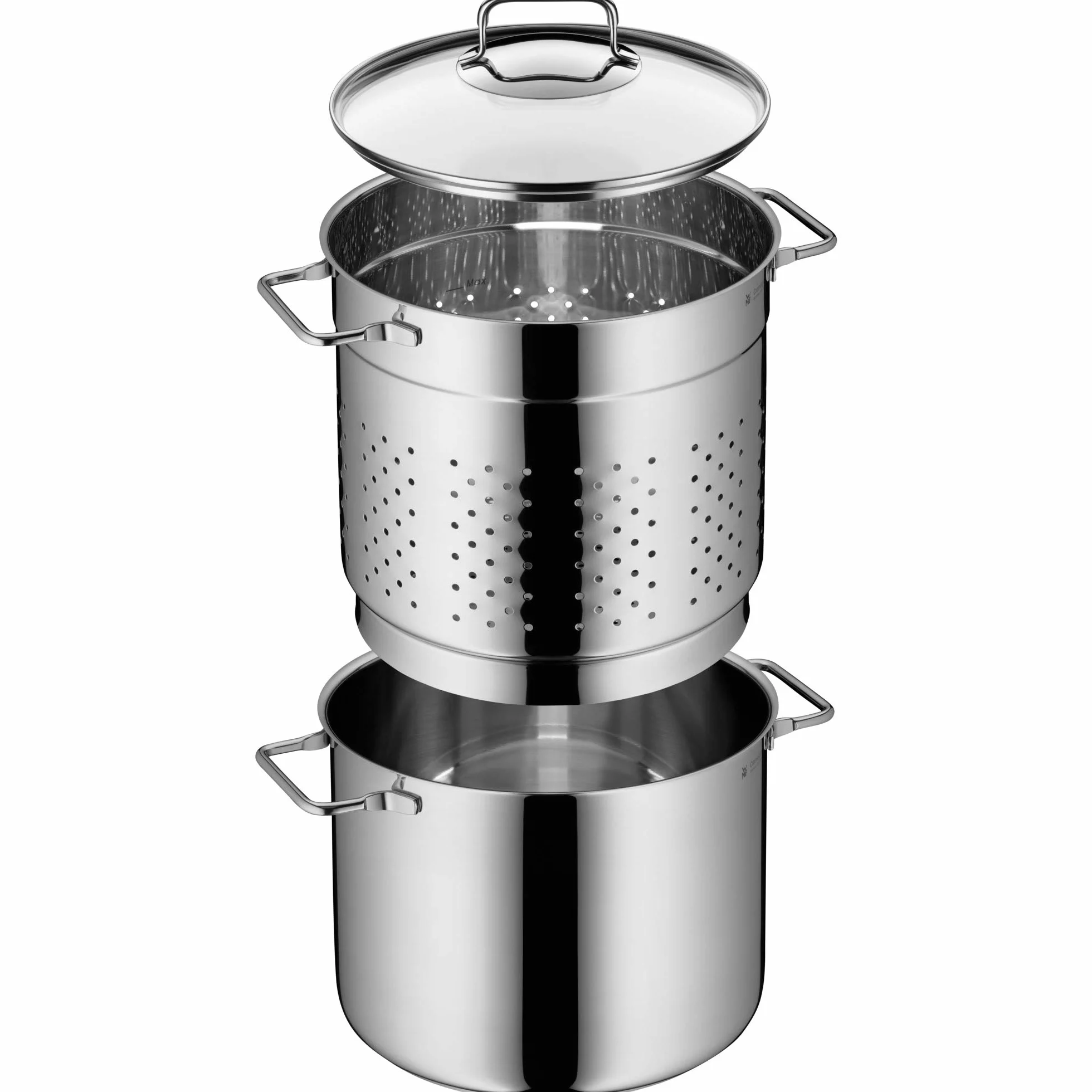 WMF 724919990 Pentola per Pasta con Inserto Scolapaste, Acciaio Inossidabile, Argento