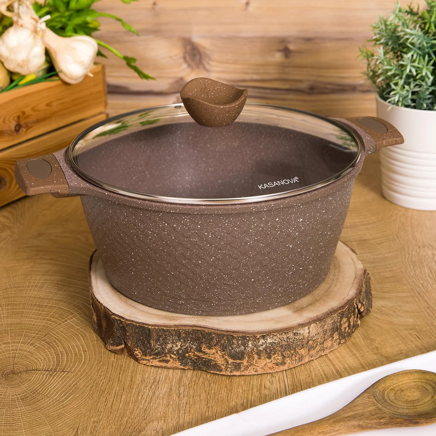 Casseruola 32 cm antiaderente 0 grassi con coperchio