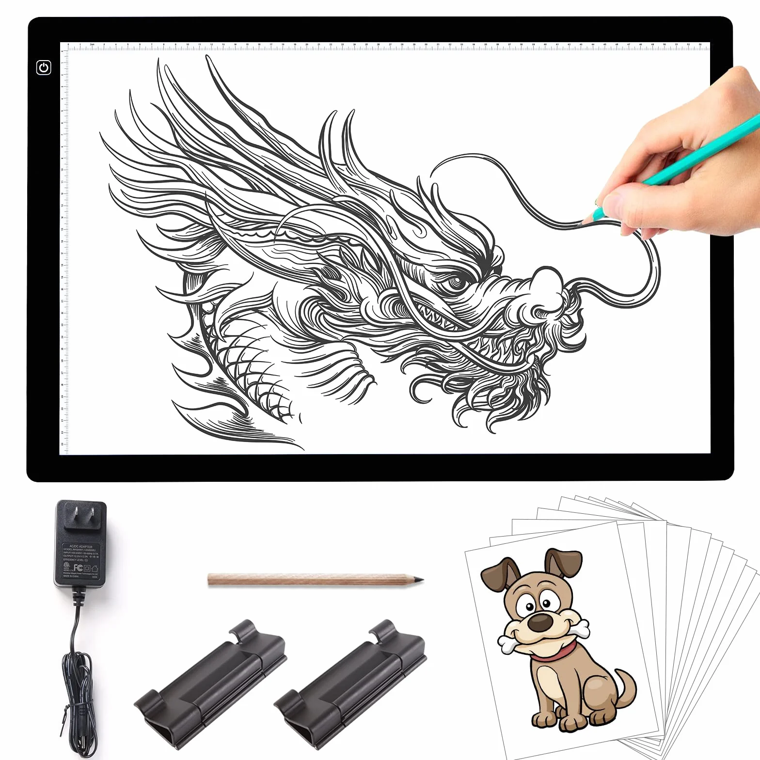 TOHETO A2 Lavagna Luminosa per Disegnare con LED Tracing Light Pad 23.7x15.8 Pollici