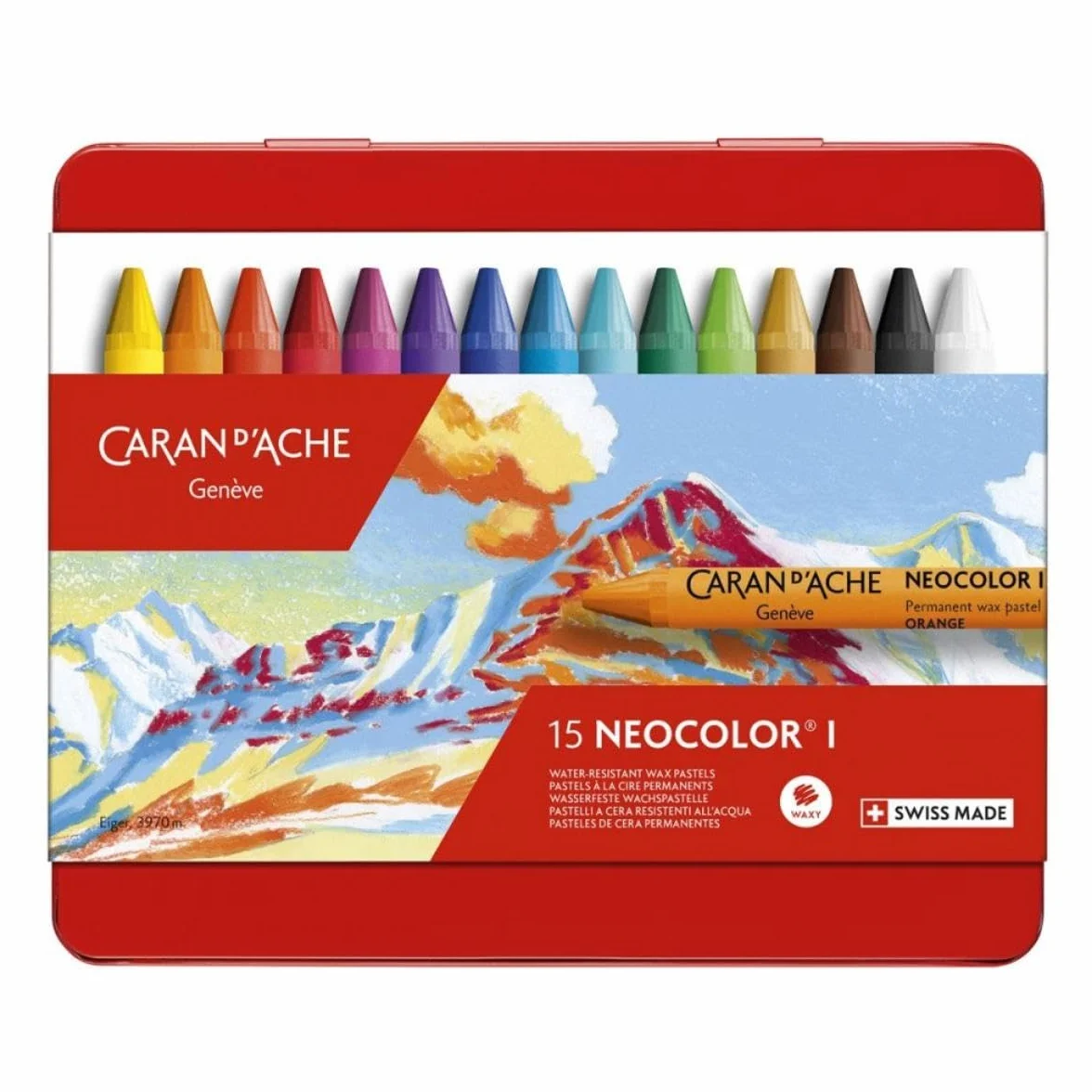 Caran d'Ache - NEOCOLOR I - Assortimento 15 pastelli a cera colorati (non acquerellabili) - 700.0315