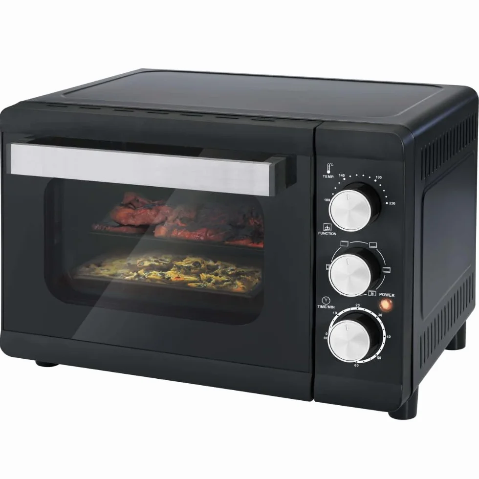 DCG MBN24 - Fornetto Elettrico 24 Litri 1380W, Multiforno Ventilato 6 Funzioni, Timer 60 Minuti, Temperatura 100 - 230°C con Porta Doppio Vetro - Nuova Certificazione A13