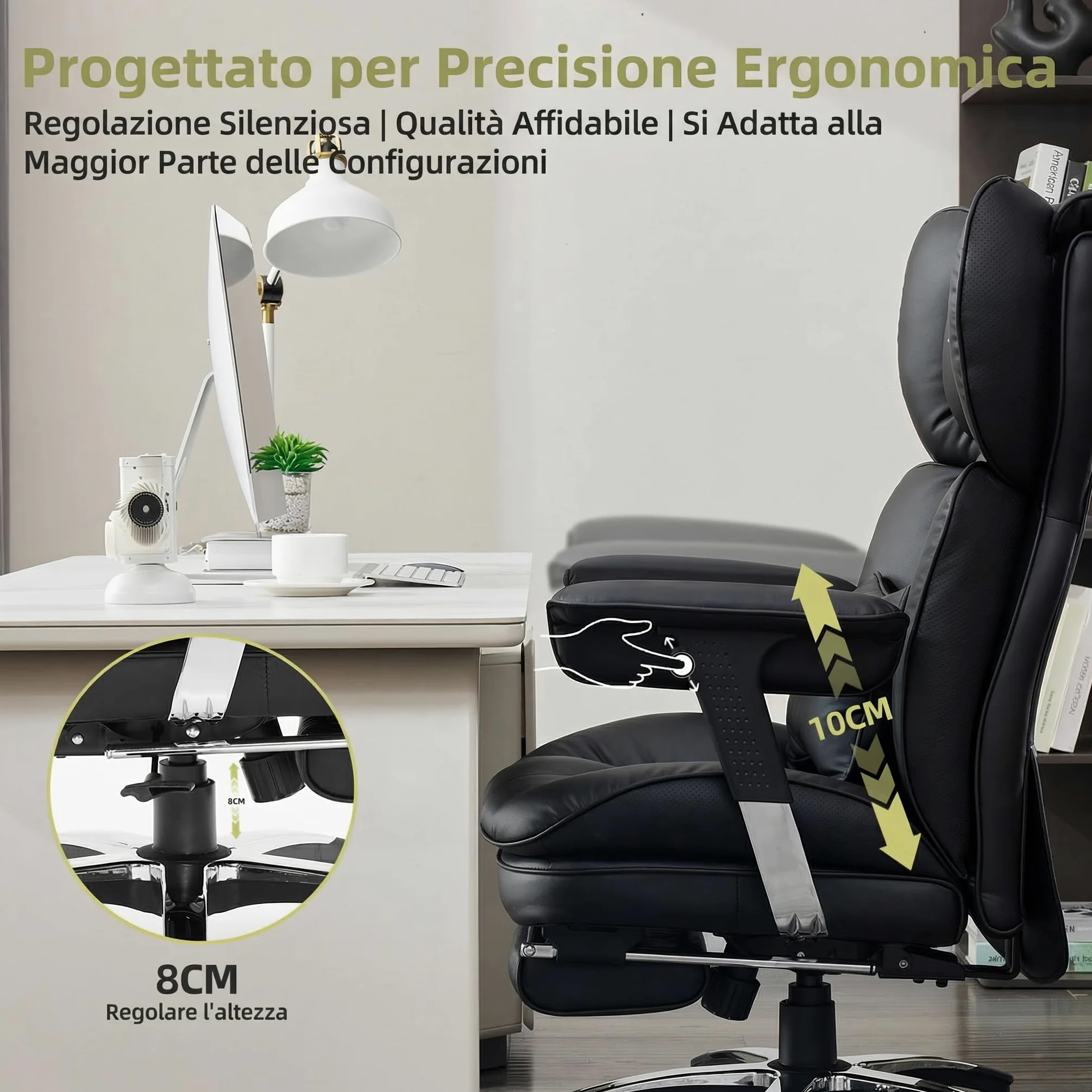 Efomao Sedia ufficio in pelle PU con ricamo X, grande e alta, schienale alto regolabile, sedia da gioco computer, girevole executive 200 kg, poggiapiedi e supporto lombare