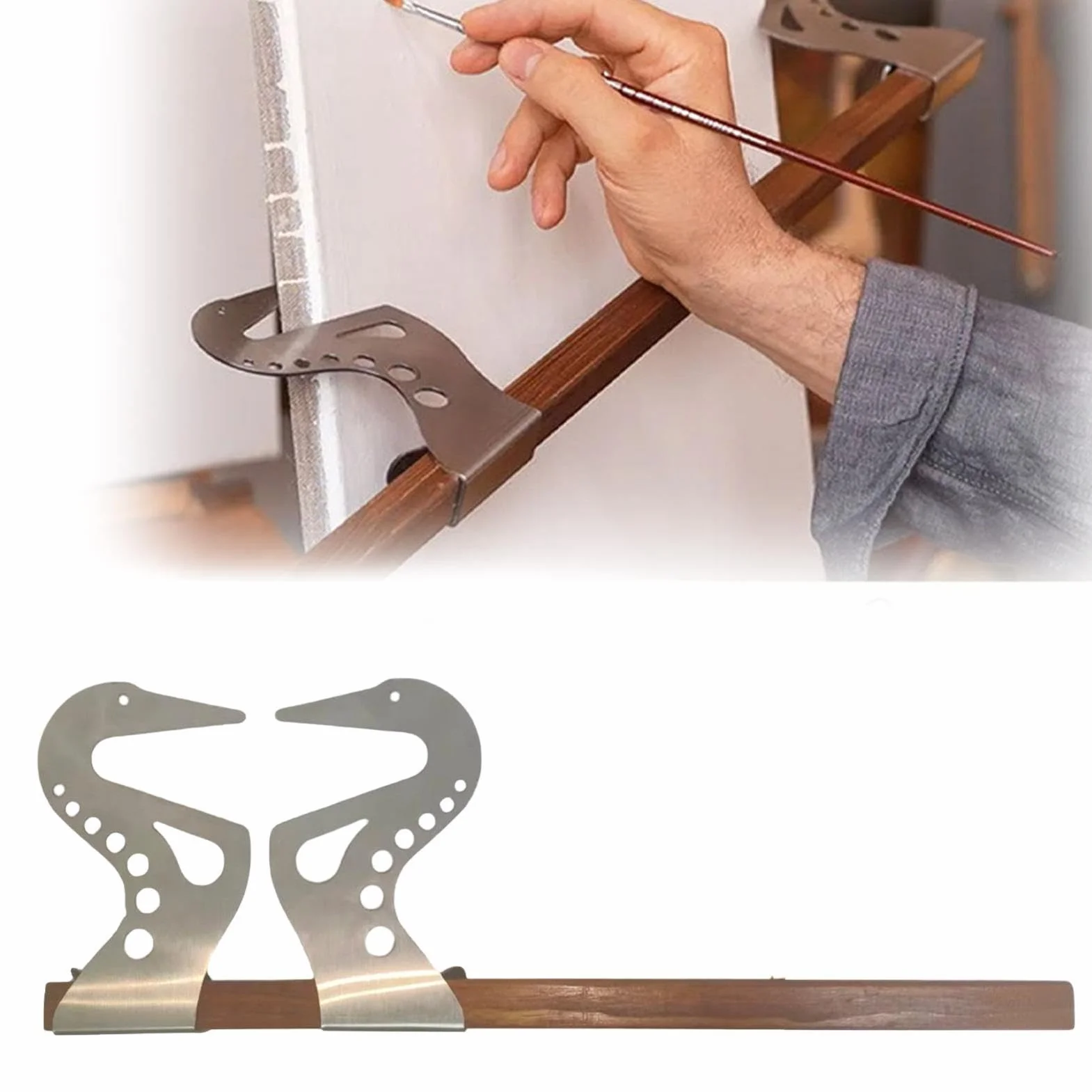 Ponte di Supporto per Cavalletto da Mani Artisti, Barra di Appoggio Regolabile in Metallo per Pittura e Disegno