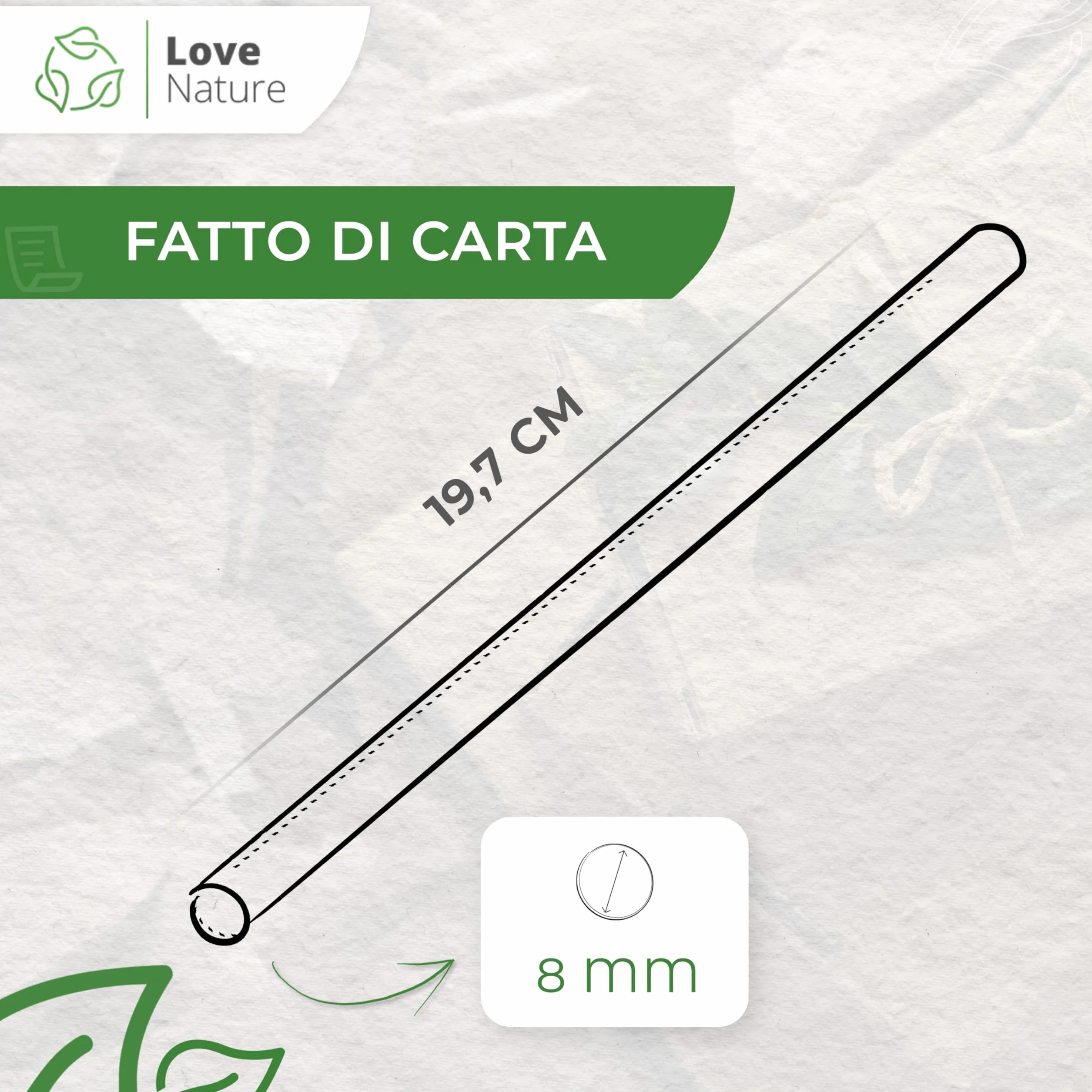 Love Nature Cannucce Cocktail 100 Pezzi - Cannucce Carta Bianco e Rosso - Cannuccia Ecologico