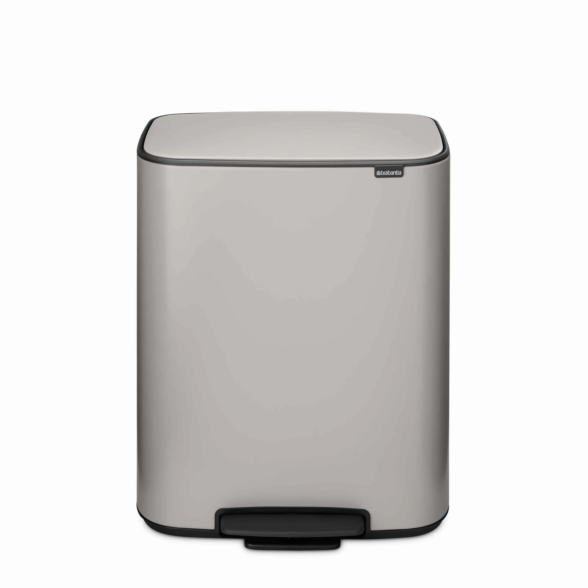 Brabantia Pattumiera Bo a Pedale 2x30 L – Cestino con due secchi spazzatura interni da 30L (Soft Grey) Secchio spazzatura grande da cucina – Coperchio Soft Closing