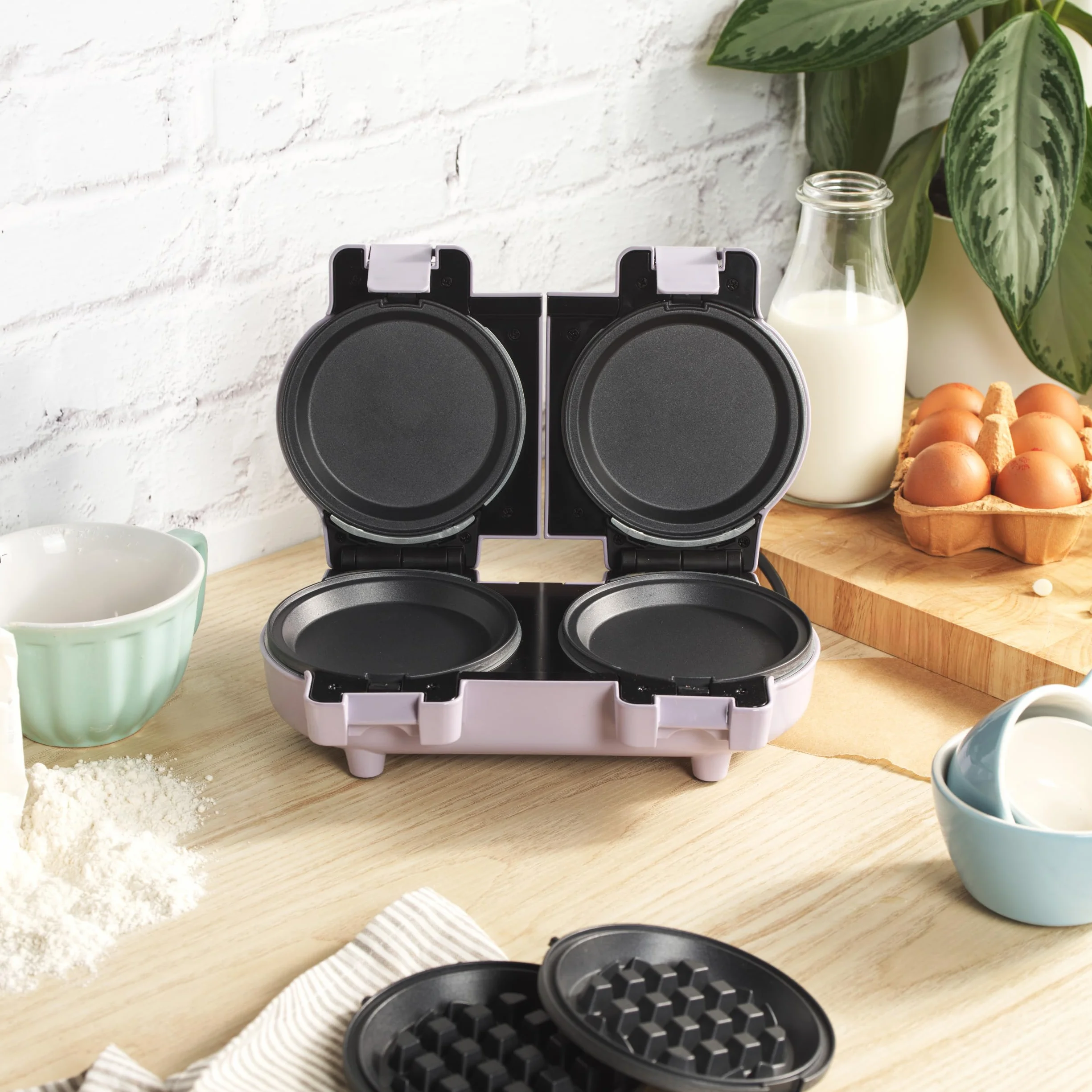 Petra PT5923PPVDE Doppia Mini Macchina per Snack - Piastra per Waffle Belga, Piastre Antiaderenti Rimovibili, Compatta, Facile da Pulire, per Pancake, 1100W
