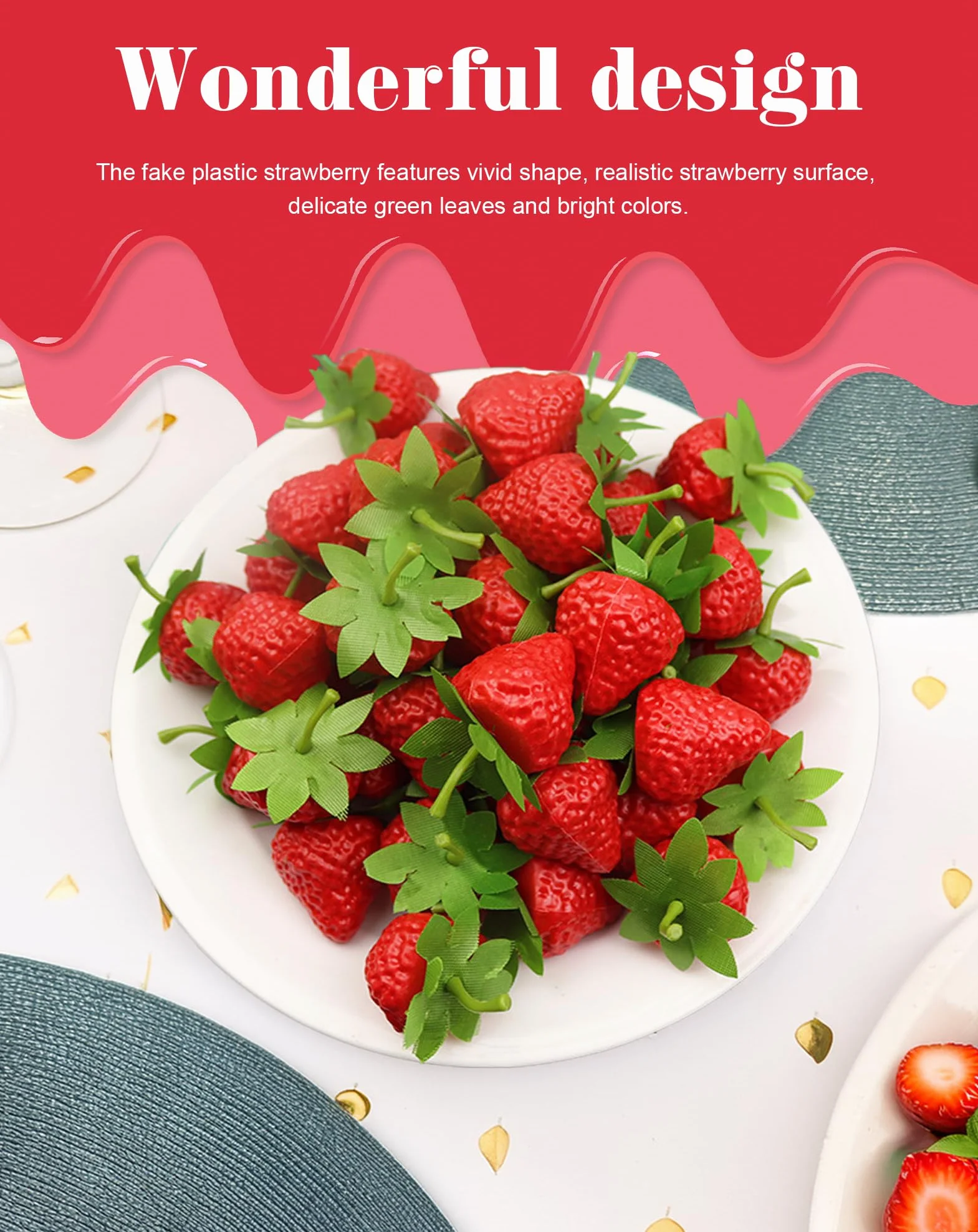 Fragole Finte in Plastica Realistiche Rosse Decorative 30 Pezzi per Casa Cucina Feste Matrimoni Fotografie