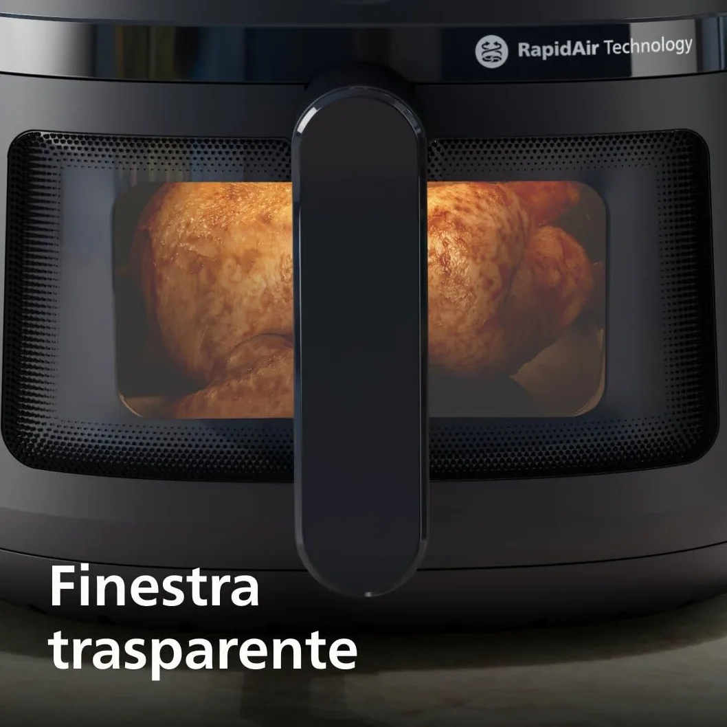 Philips Airfryer Serie 2000 – Friggitrice ad Aria 6,2L Con Finestrella di cottura, 1700W, RapidAir, 13 Modalità di Cottura, Facile da Pulire, Touchscreen, Risparmio Energetico (NA230/00)